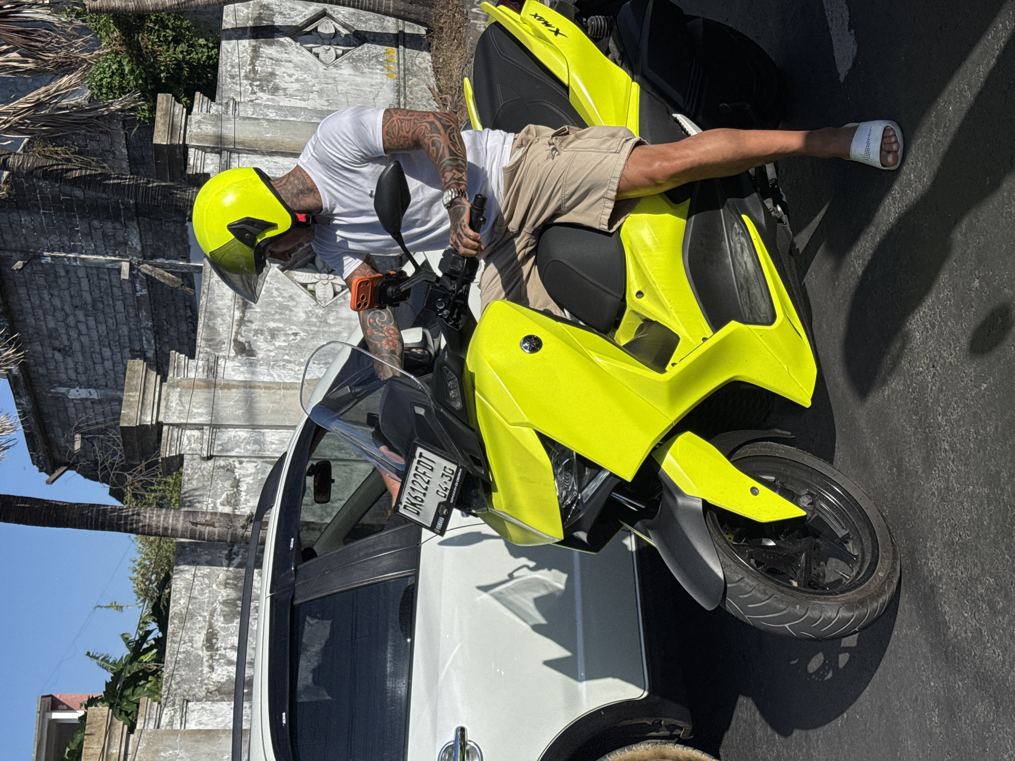 Morning traffic crawl through central Denpasar, Bali