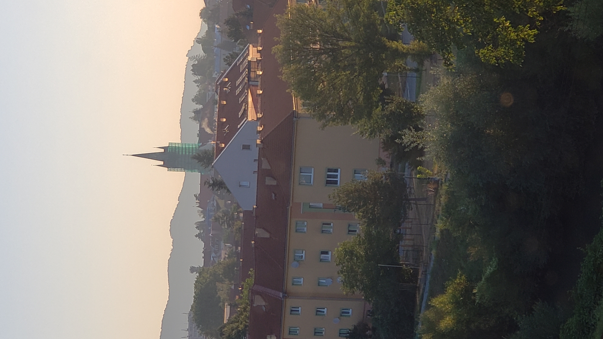 Dawn wandering through Prešov's parks, riverside, and hilltop church