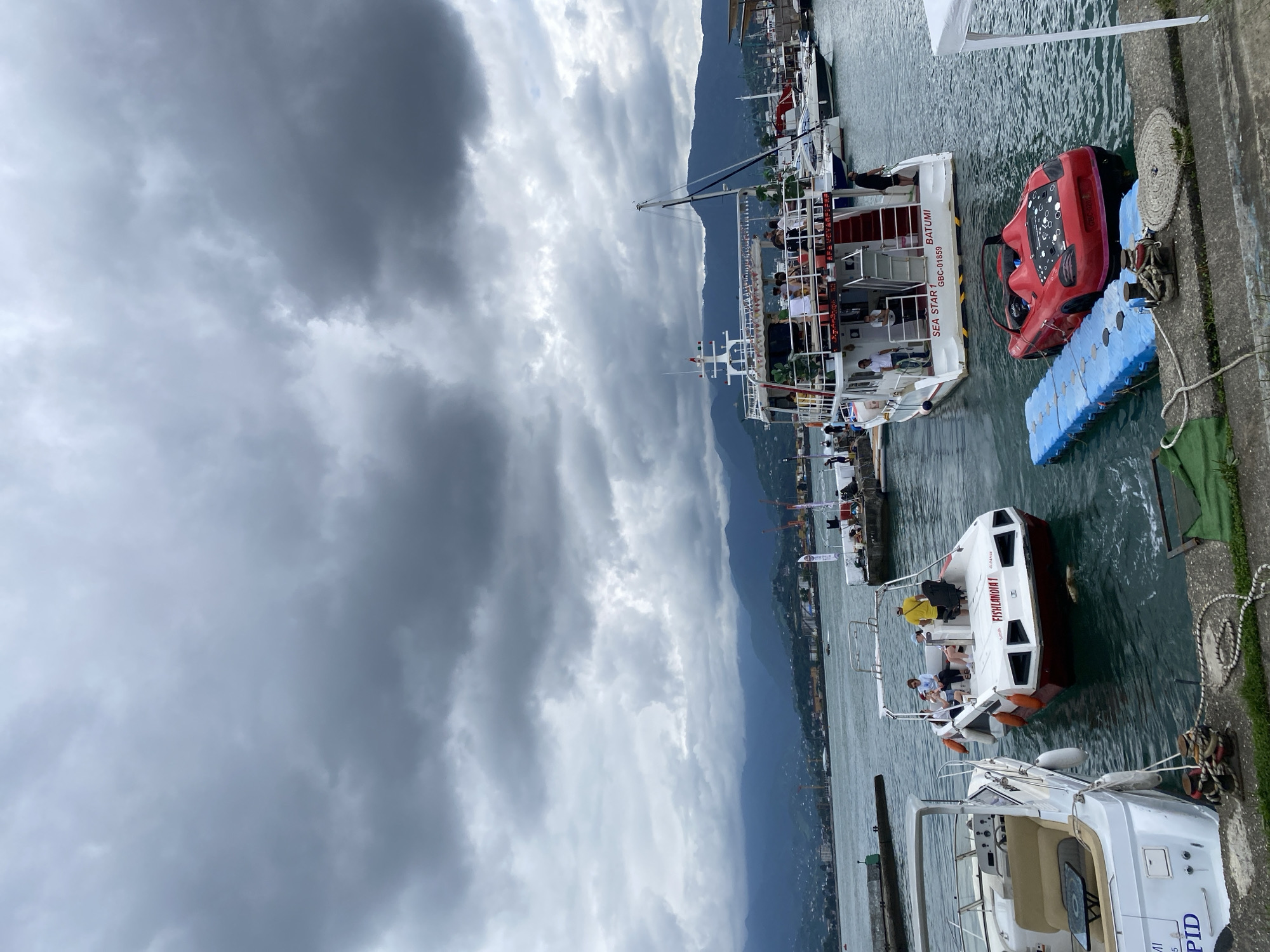 Cloudy morning on Batumi's waterfront, beach, and boulevard