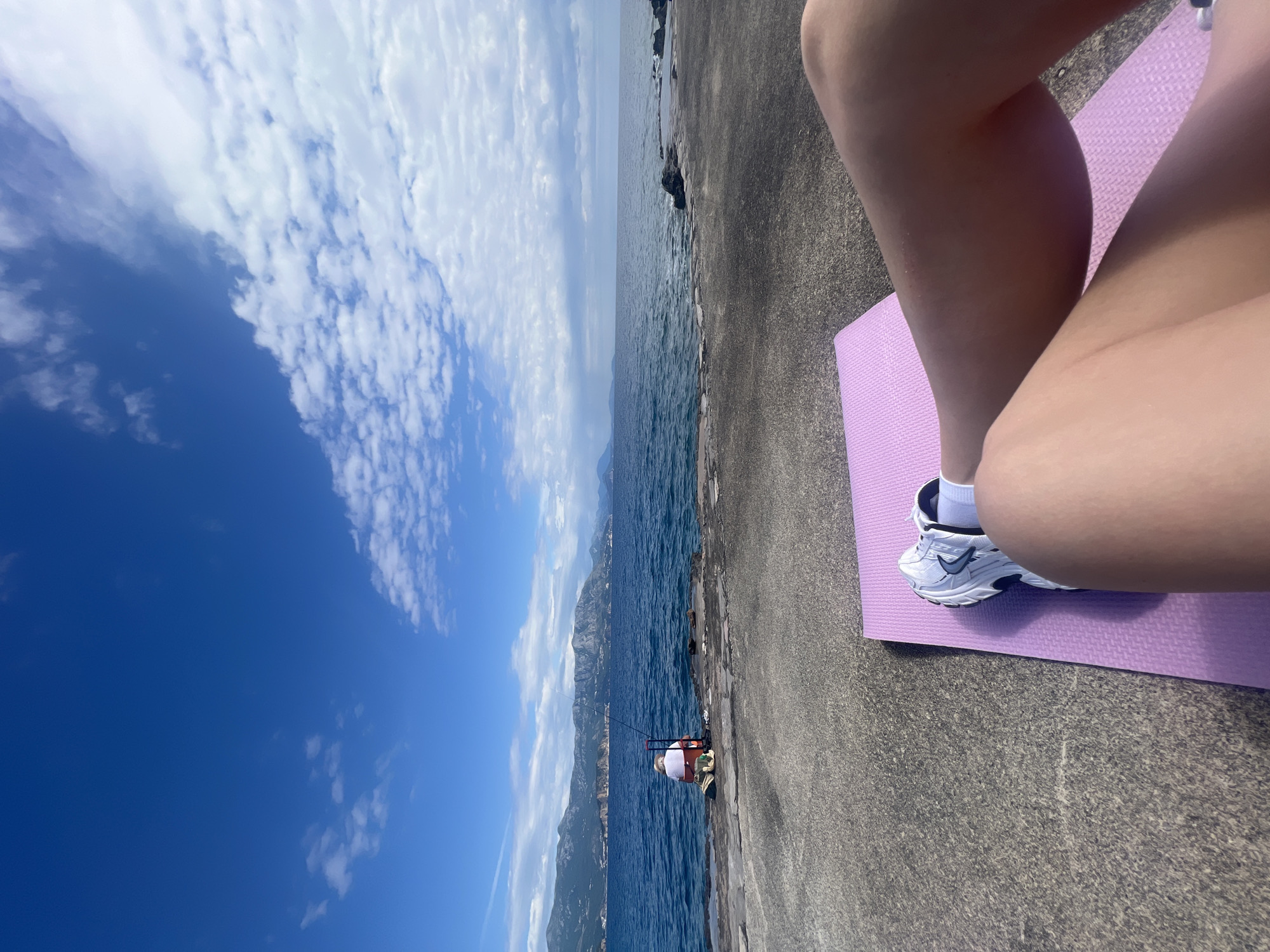 Yoga session observed near waterfront in Prijevor, Montenegro