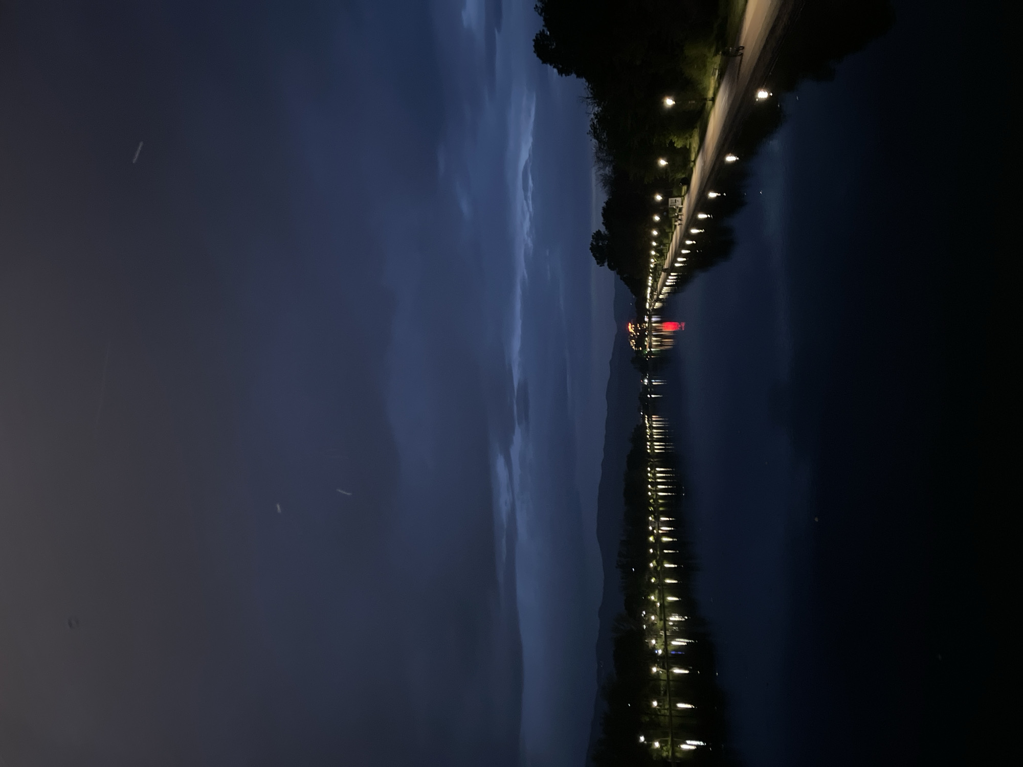 Evening lights illuminate Plovdiv's Rowing Canal path