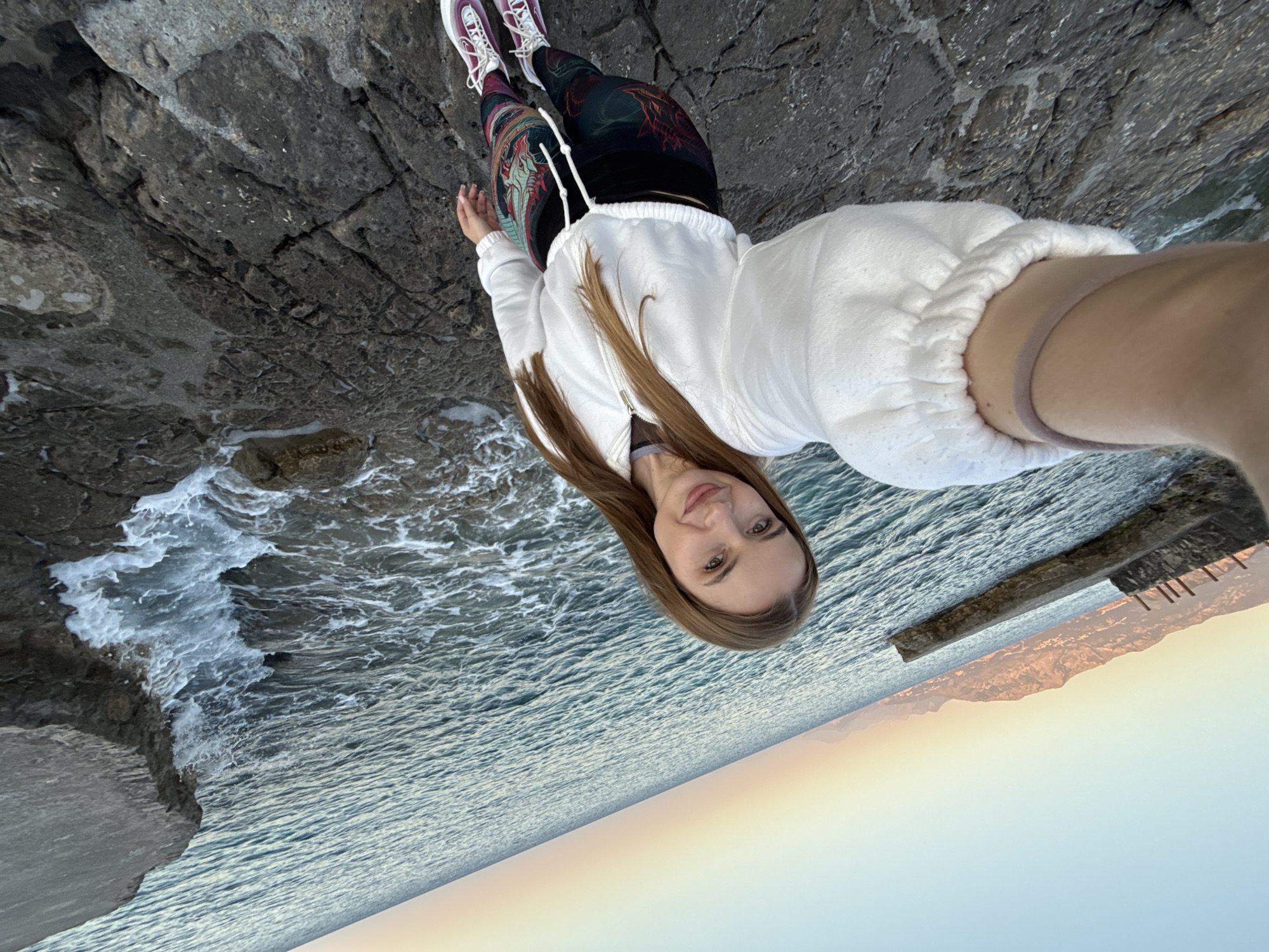Woman documents coastal visit with selfies in Seoca Montenegro