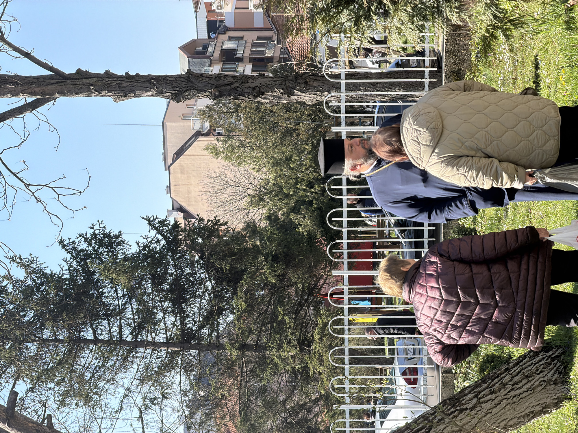Orthodox priest meets visitors at Sofia's Saint George Rotunda