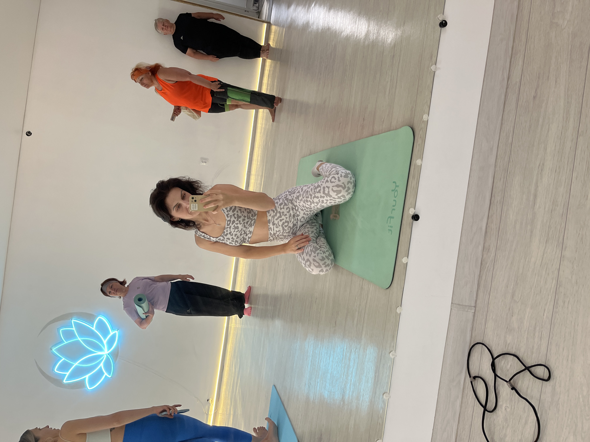 Yoga studio session underway in Aksu, Kazakhstan