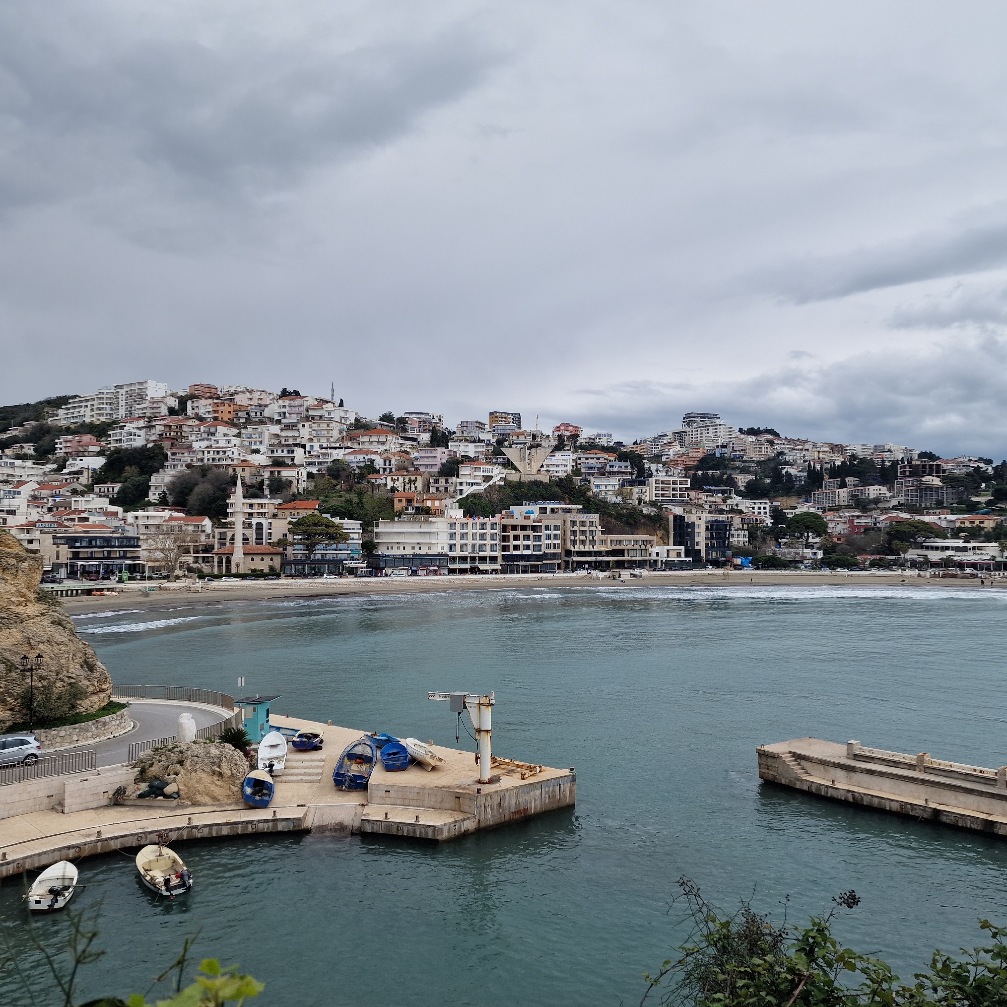Overcast afternoon documented across coastal Ulcinj, Montenegro