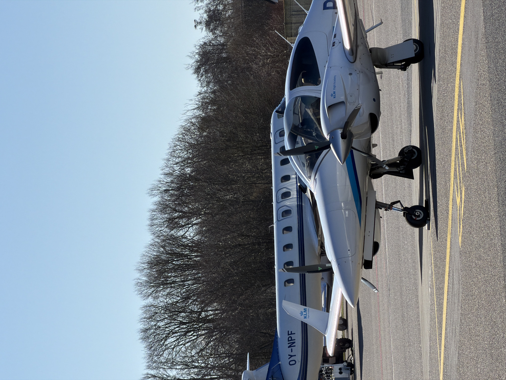 KLM Flight Academy training aircraft parked at Aalborg facility