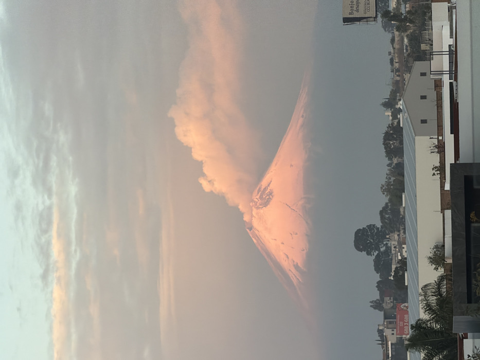 Popocatépetl volcano observed from San Bernardino Tlaxcalancingo, Mexico