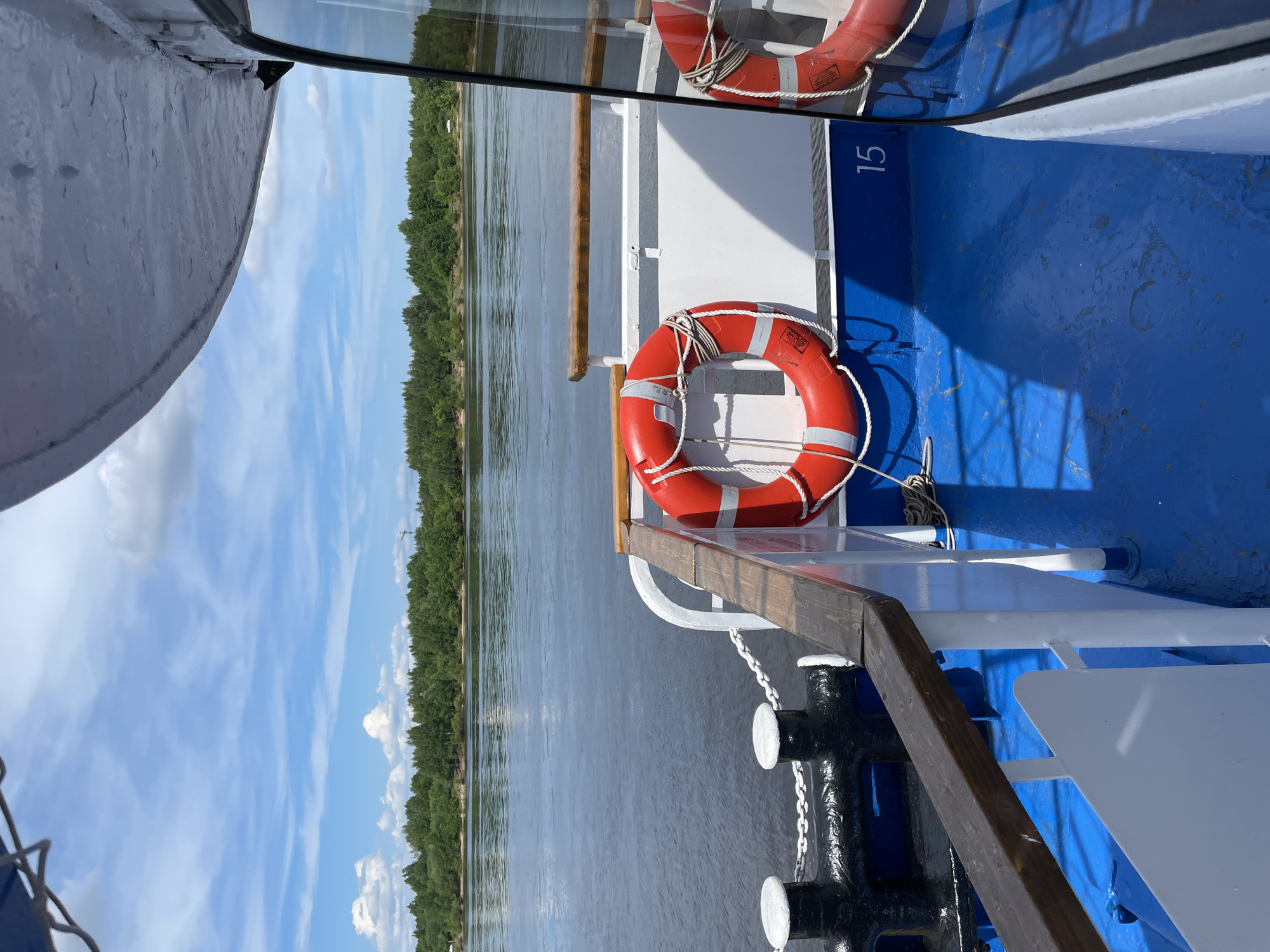 River cruise passengers document scenic journey near Perm, Russia