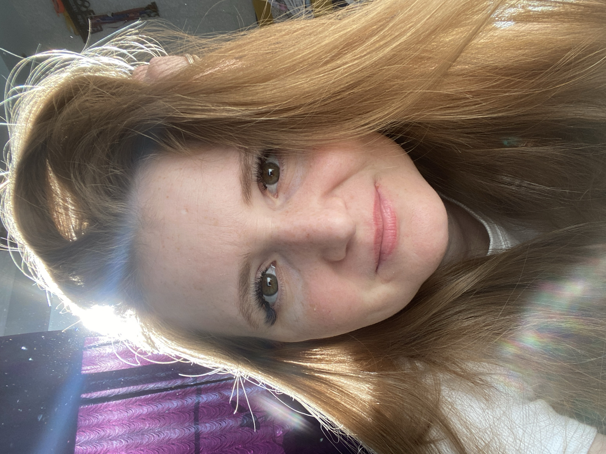 Woman takes selfie in Chaikovsky, Russia early morning