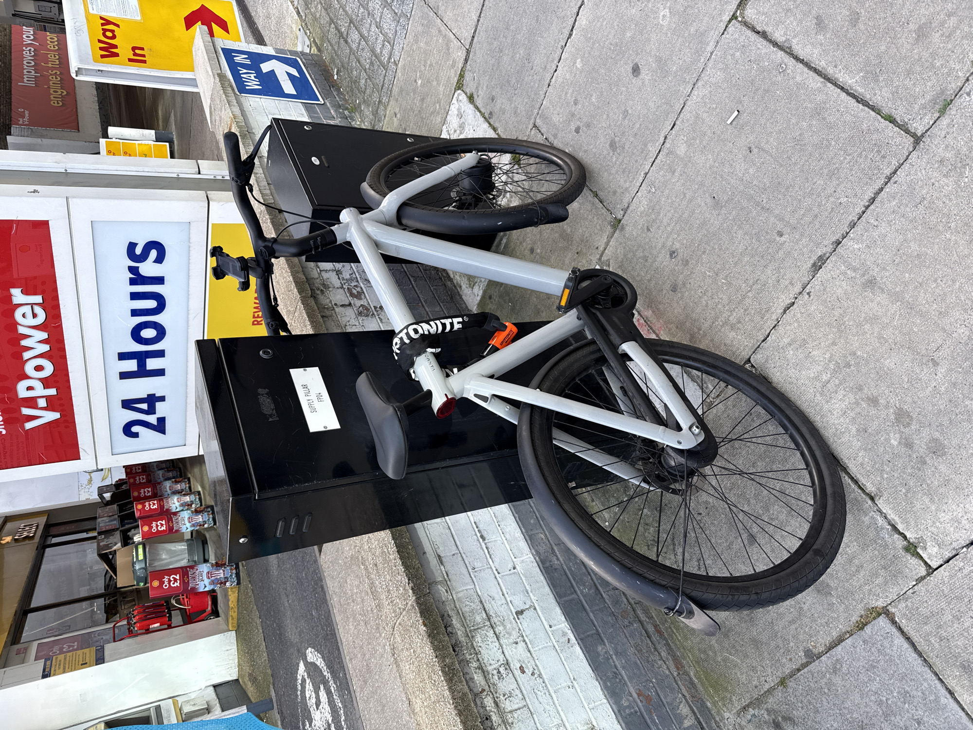 VanMoof bike spotted locked near Shell station in London