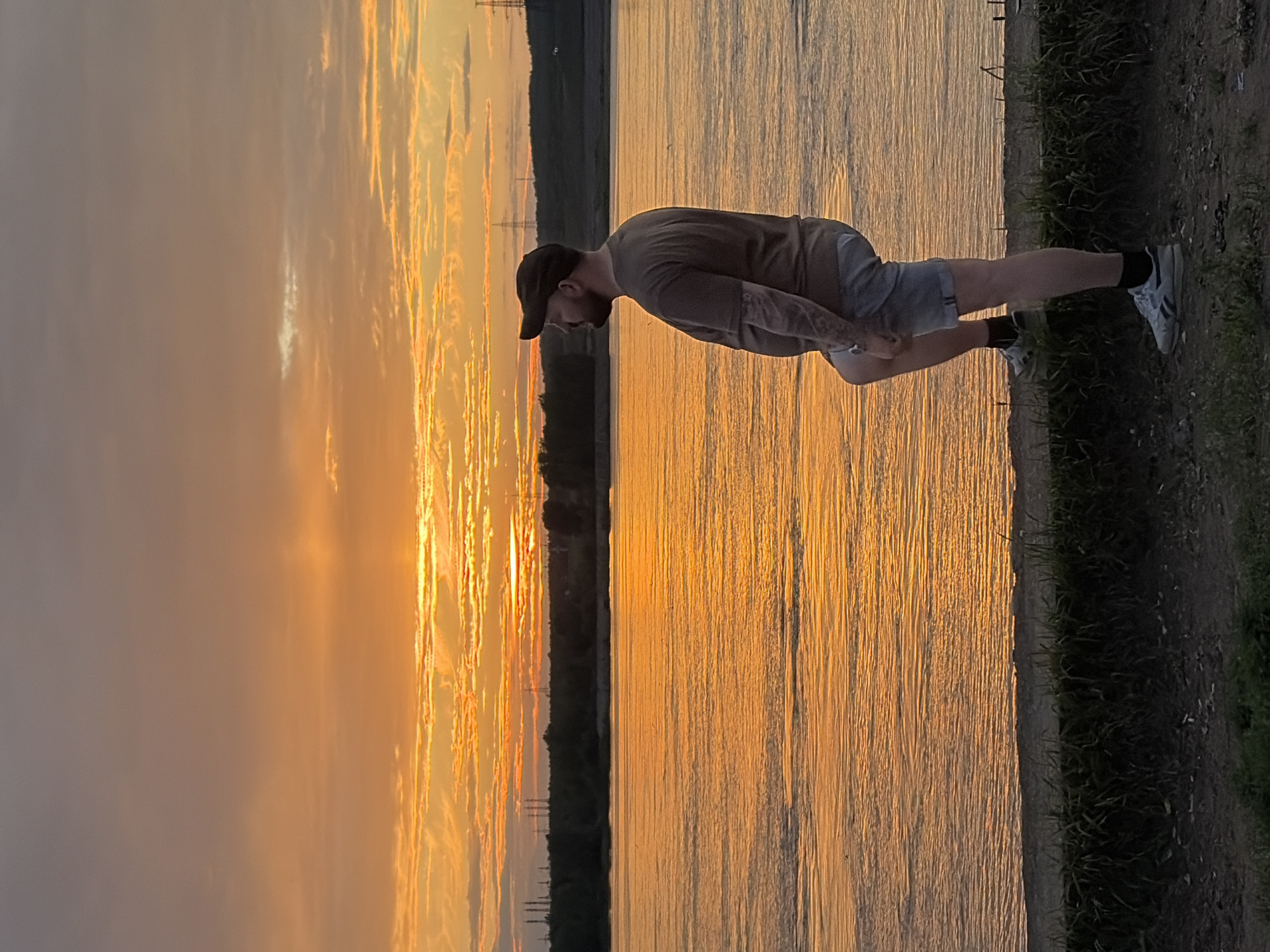 Fishing and fitness on the Kama River at golden hour
