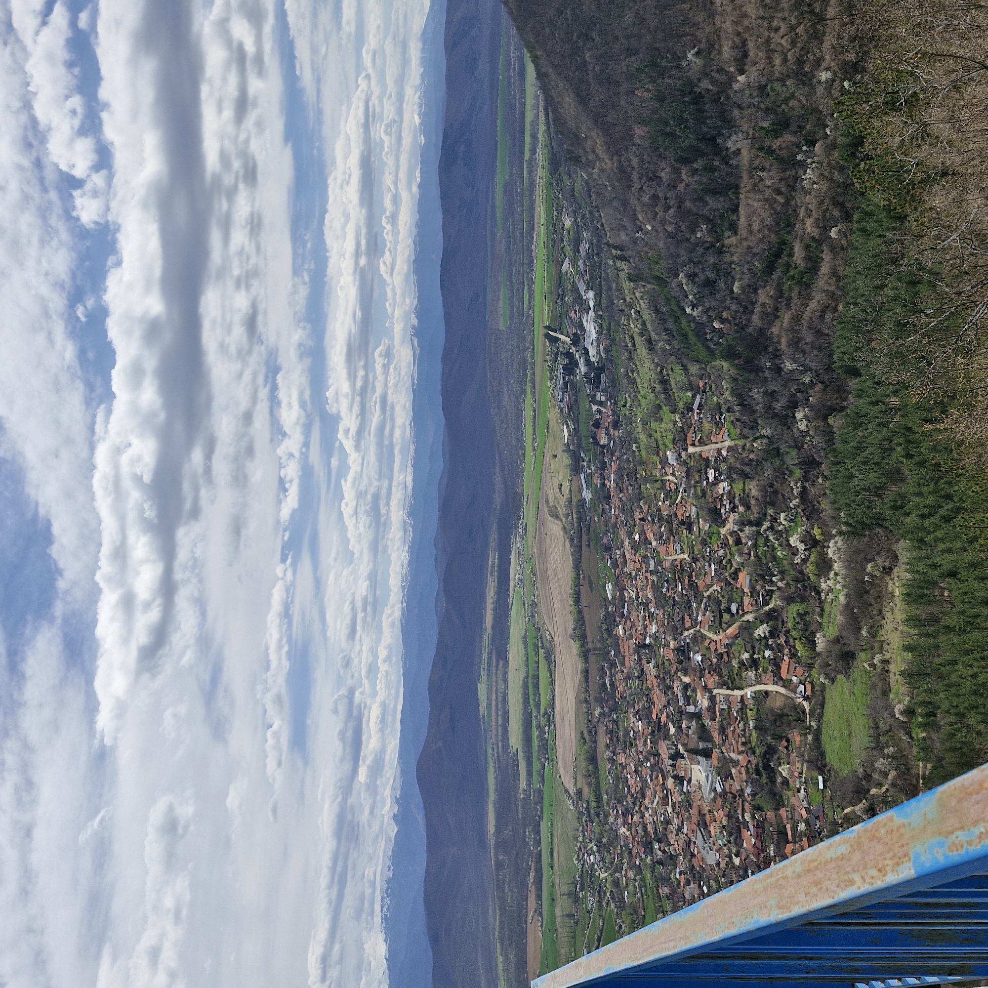 Spring landscape captured in Bulgarian mountain valley town