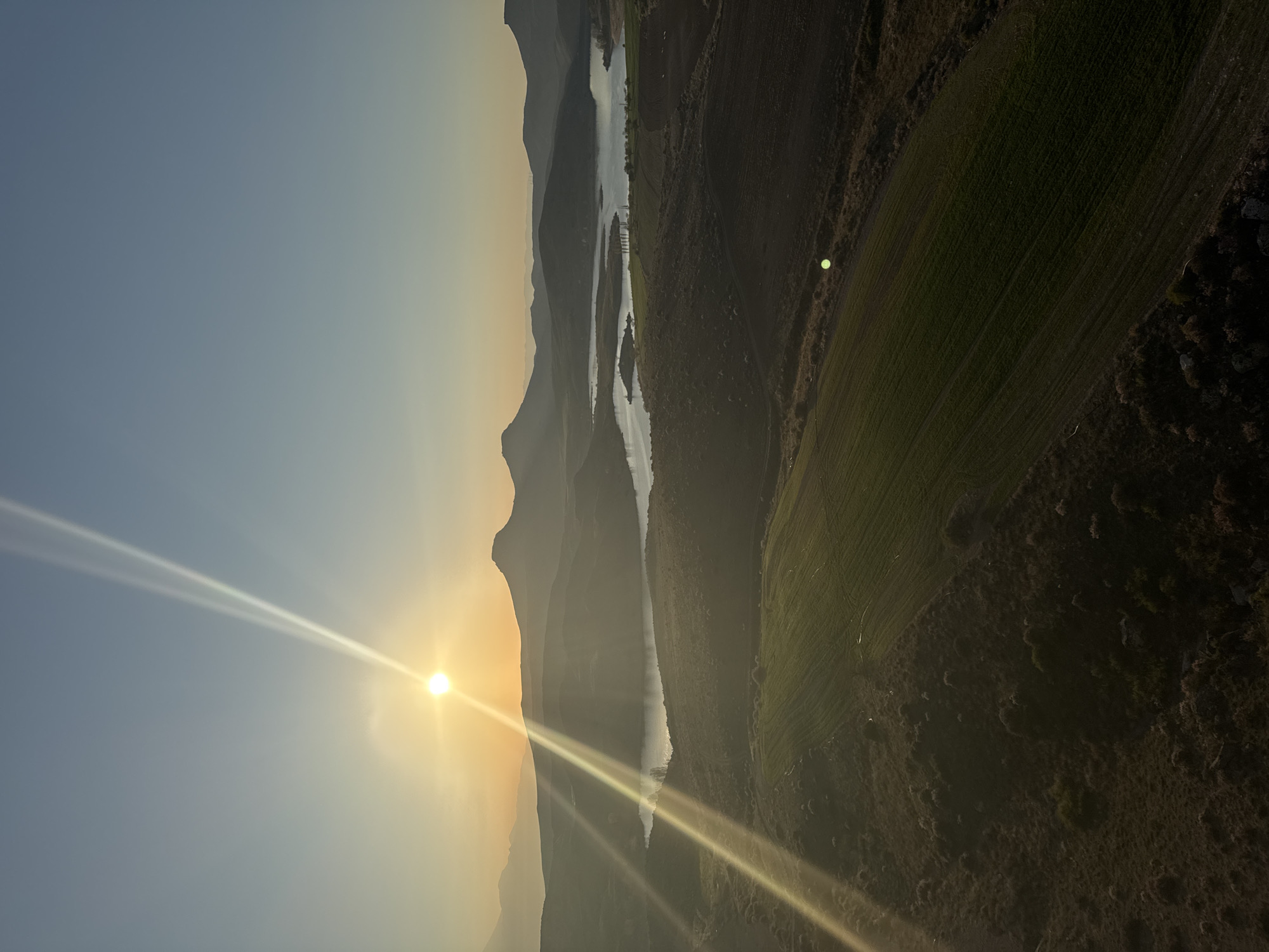 Sunrise captured over Turkish river valley near Yeşilhisar