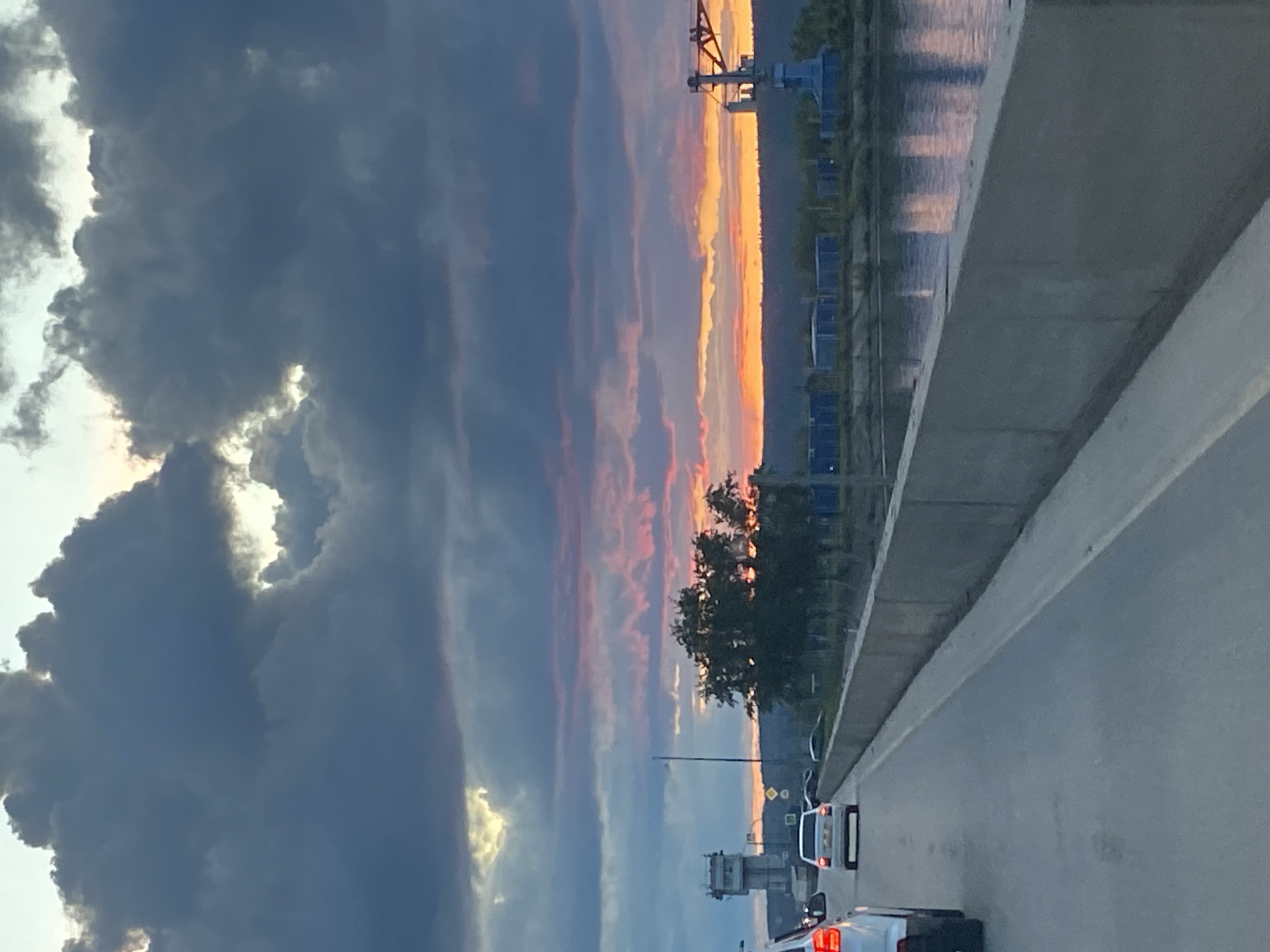Dramatic sky conditions observed from elevated road in Chaikovsky