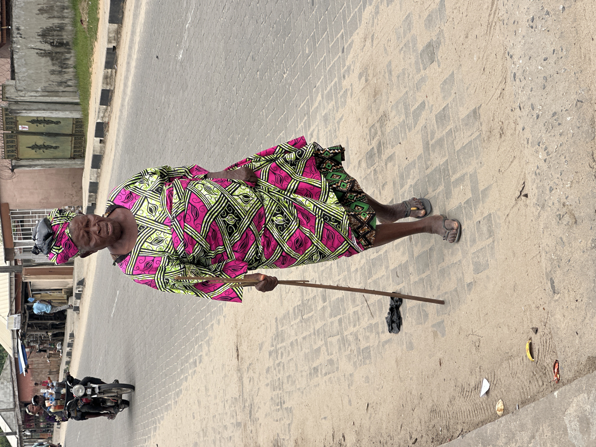 Morning foot traffic and street vendors in Badagry, Nigeria