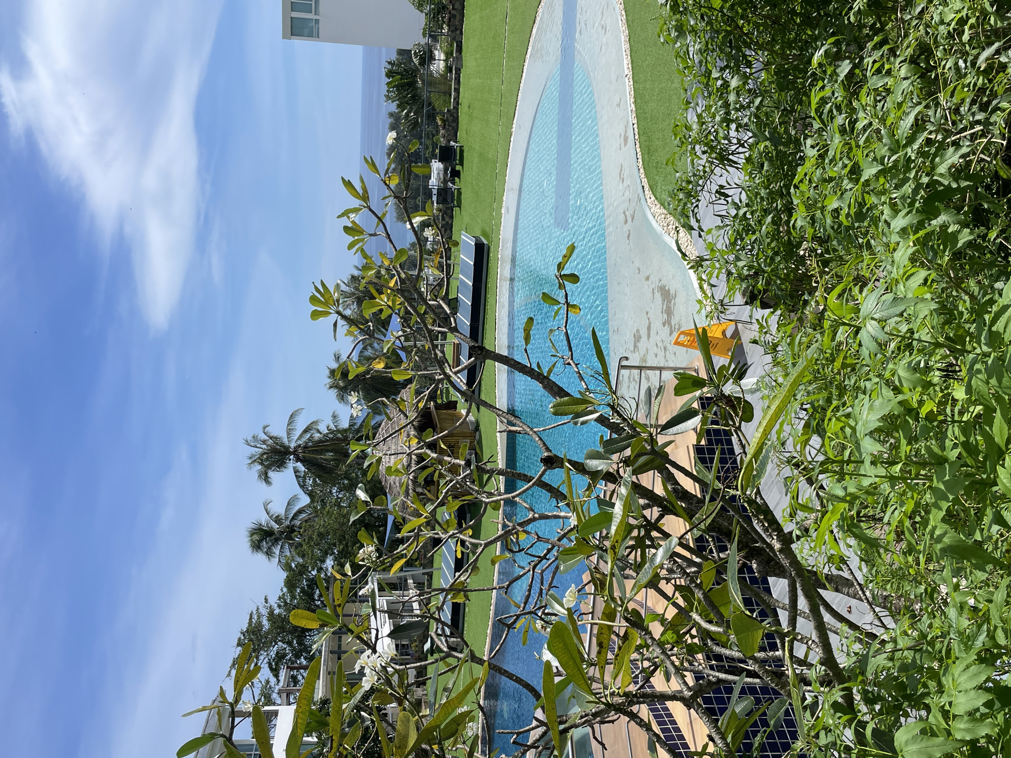 Karon resort grounds on a clear tropical morning