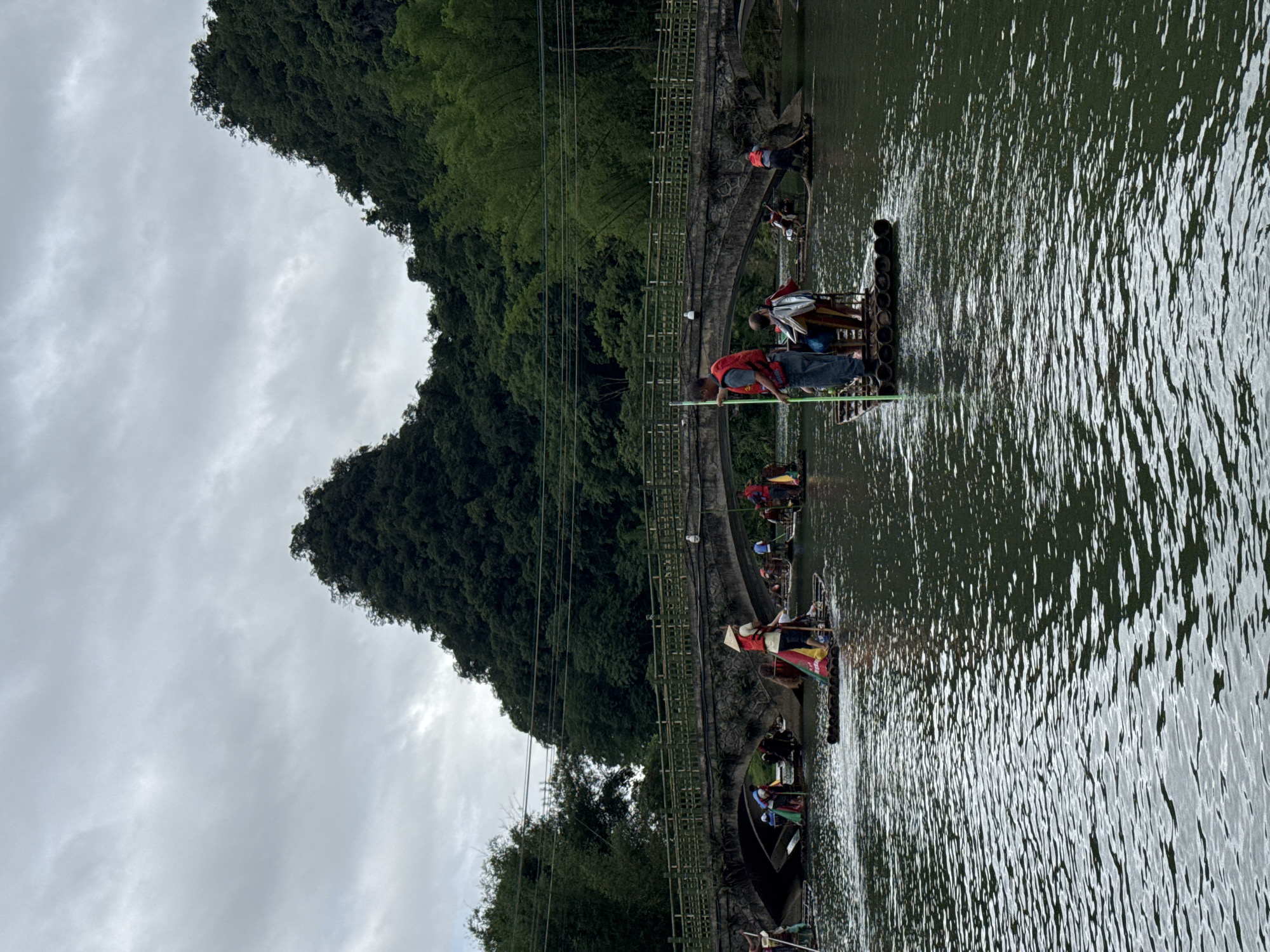 Tourist rafts operate on Yulong River in Guilin