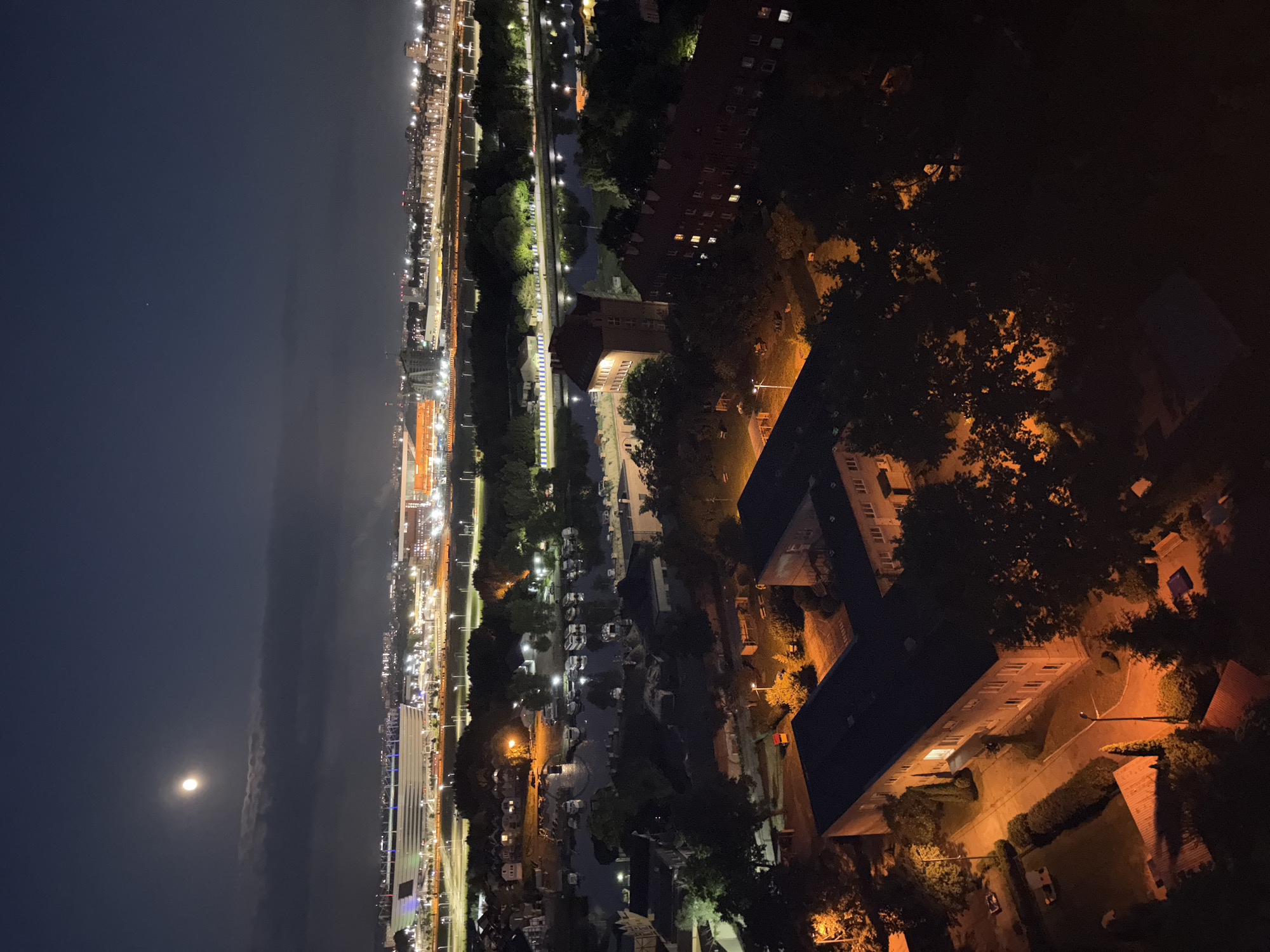 Kaliningrad at night, moonlit and glowing from above