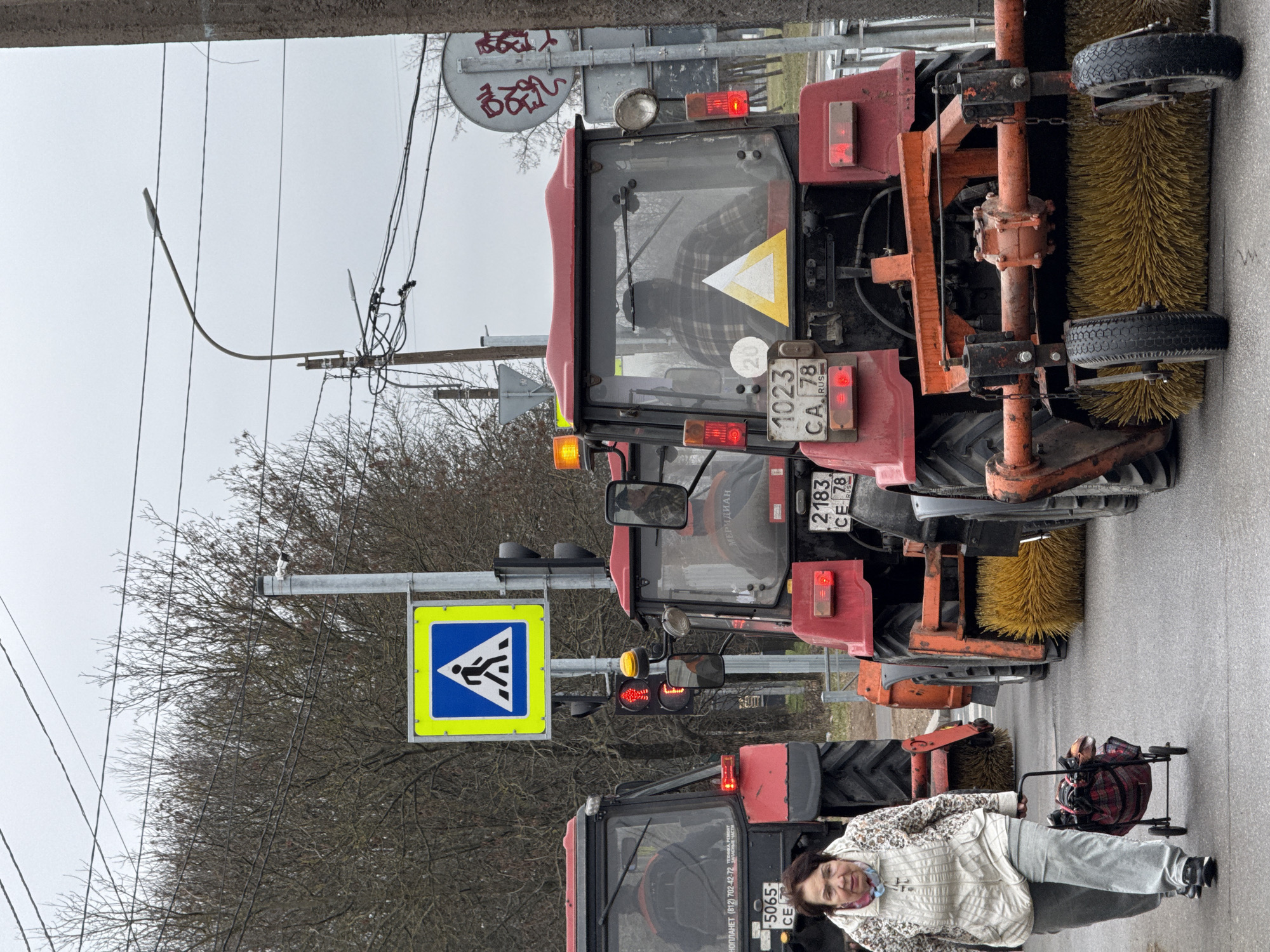Street sweepers conduct morning cleanup in Saint Petersburg
