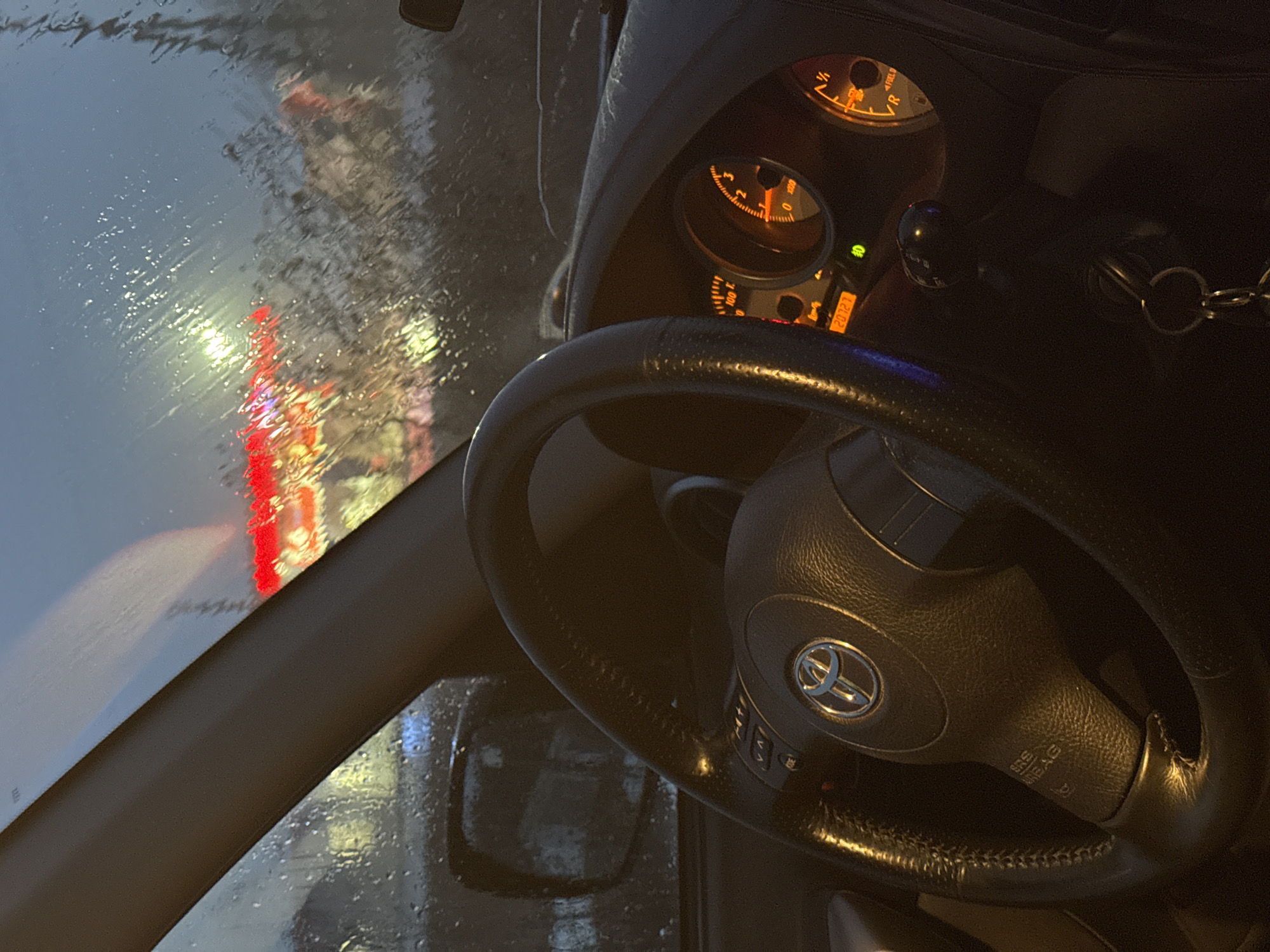 Driver documents rainy journey through rural Yazlova, Russia