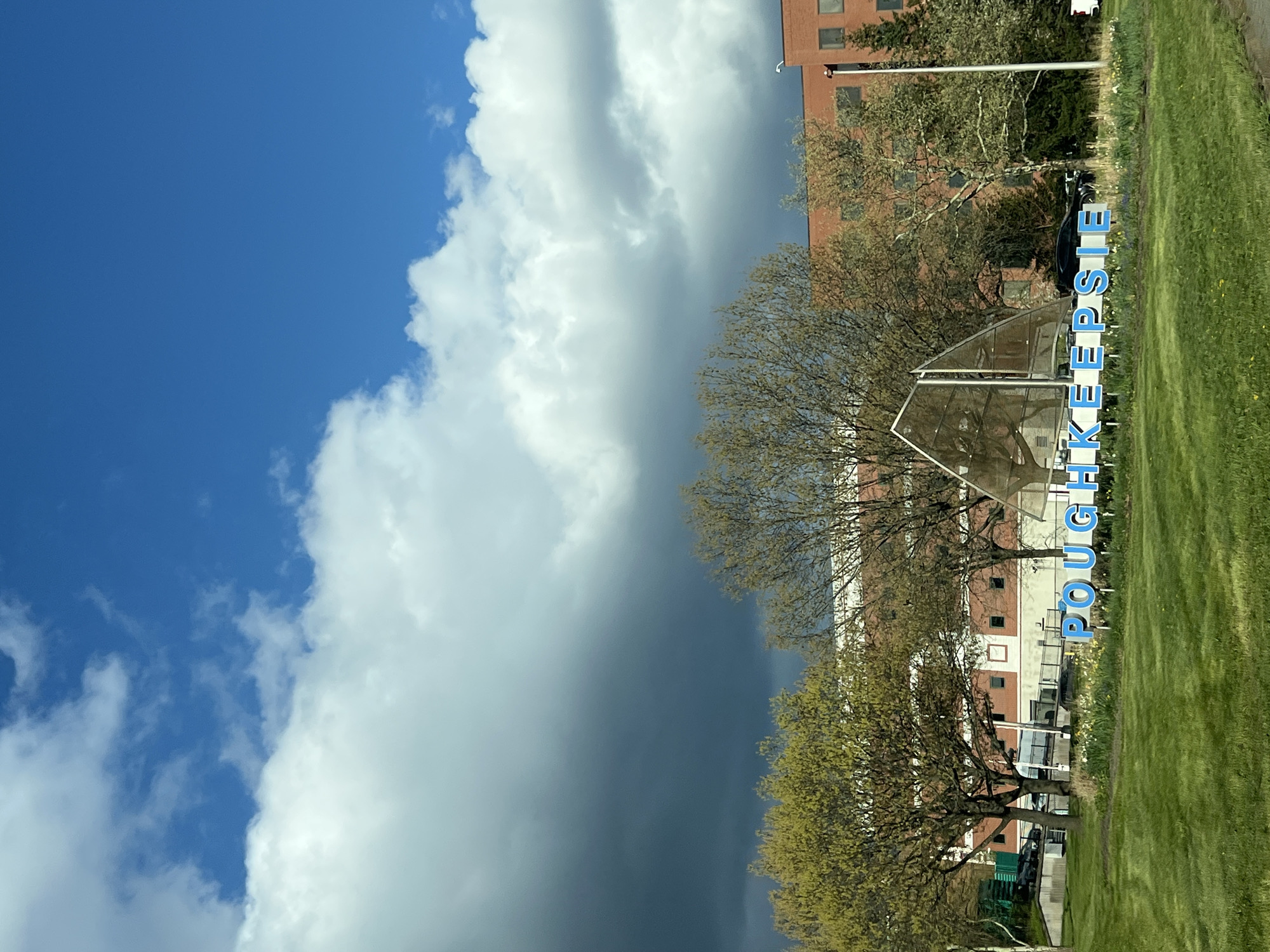 Divided sky shows clear weather, storm clouds in Poughkeepsie