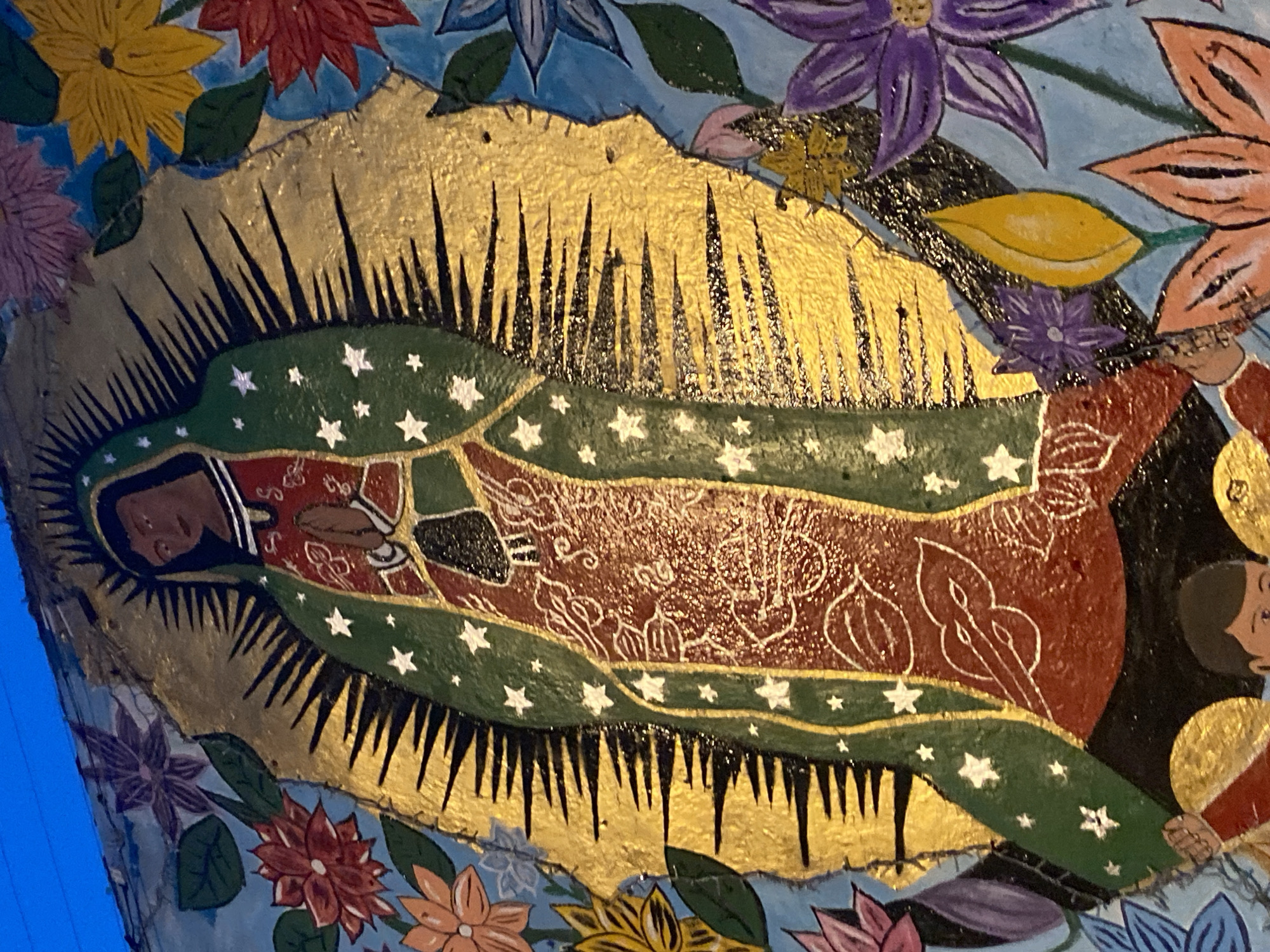Virgin of Guadalupe mural observed in Puebla, Mexico