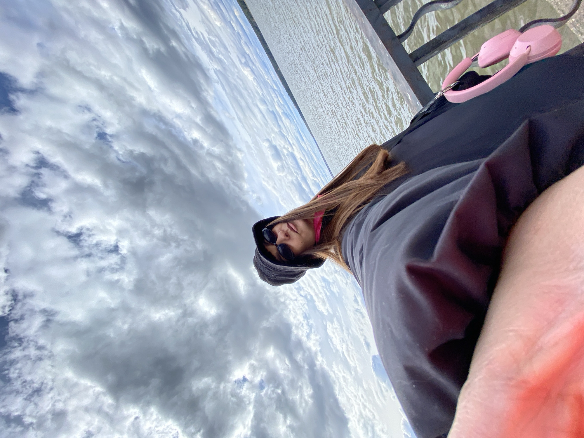 Women document casual waterfront visit in Votkinsk, Russia