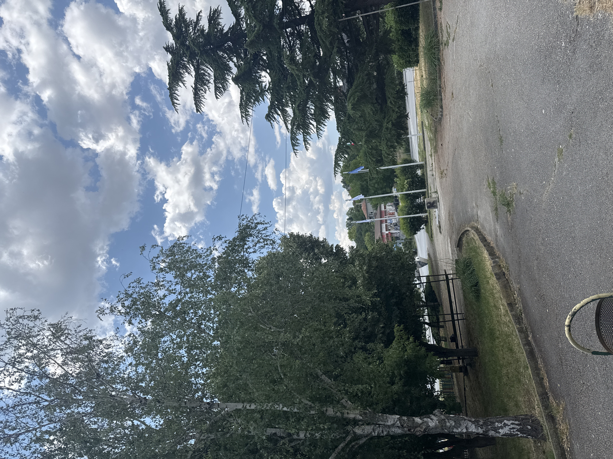 Roadside public space in Topoli, Bulgaria on a summer morning