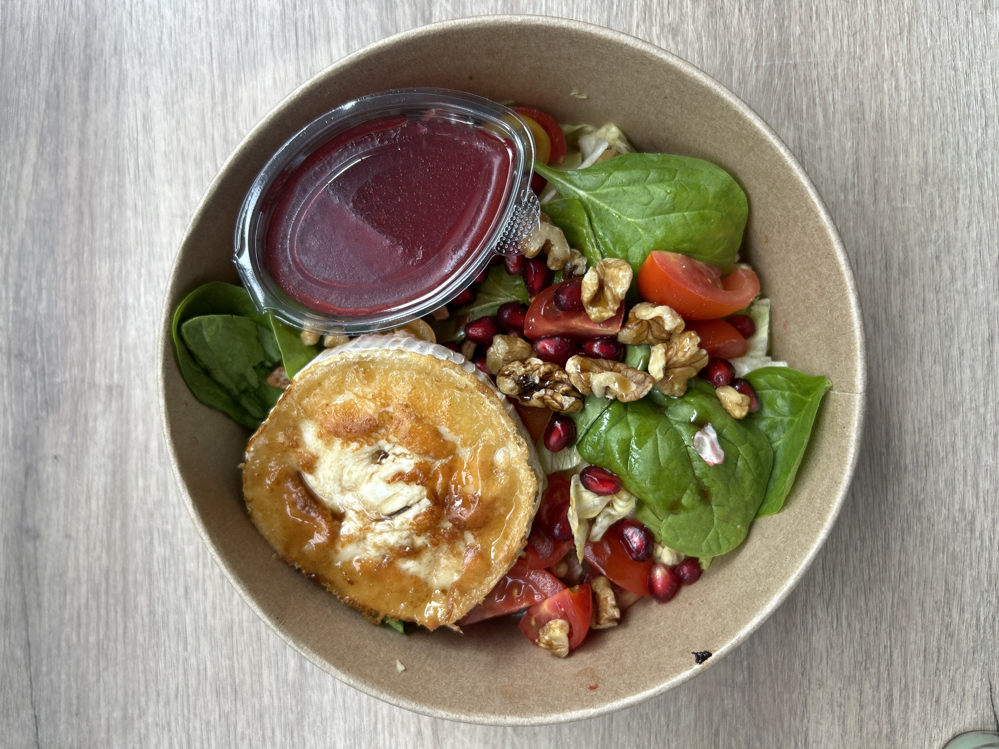 Sofia resident documents Brunchbox takeout salad on rainy afternoon
