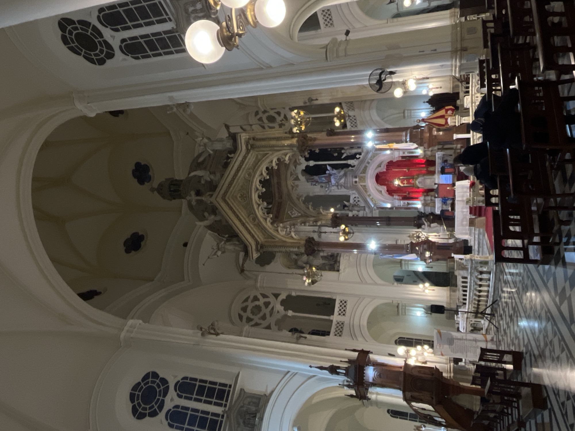 Inside a grand Gothic cathedral in Buenos Aires