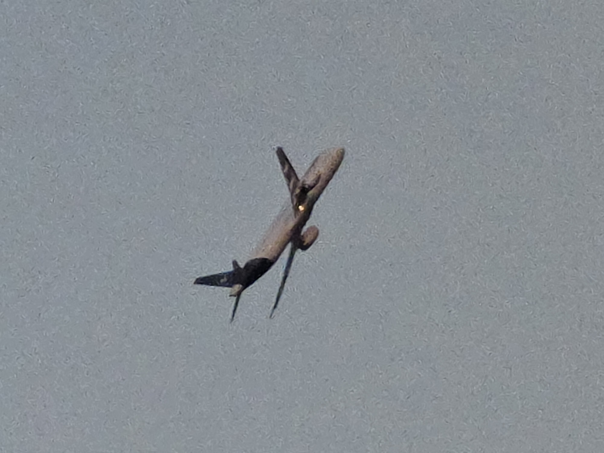 Plane climbing out under gray skies near Frankfurt Airport