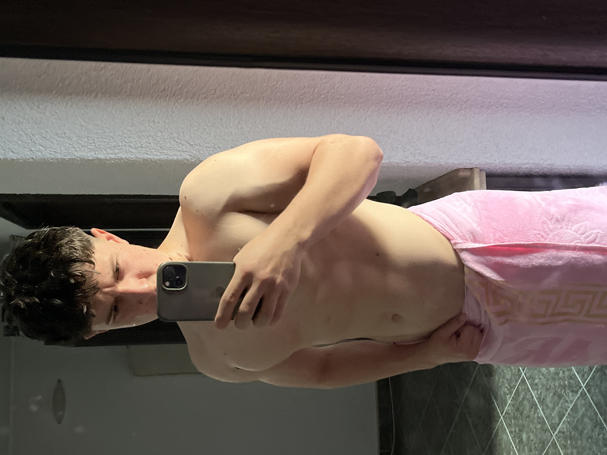 Man takes bathroom mirror selfies in Zlatograd, Bulgaria