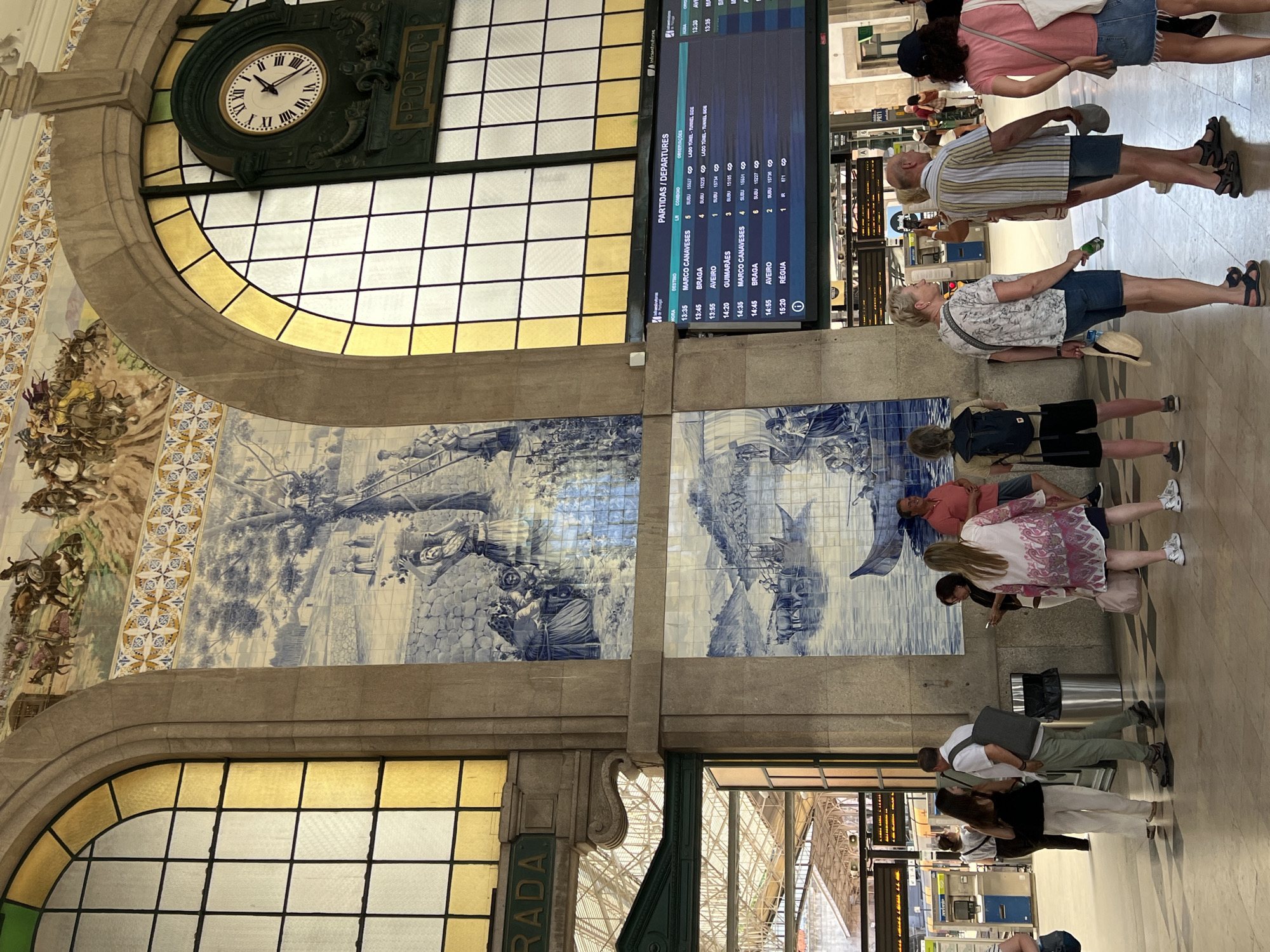 São Bento Station's iconic azulejo tile panels in Porto
