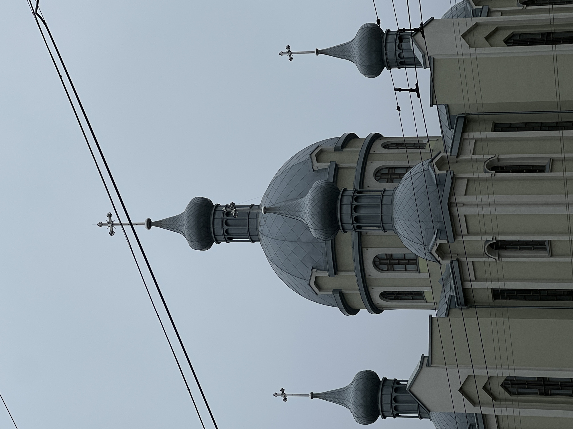 Morning street life and Orthodox architecture observed in Ternopil