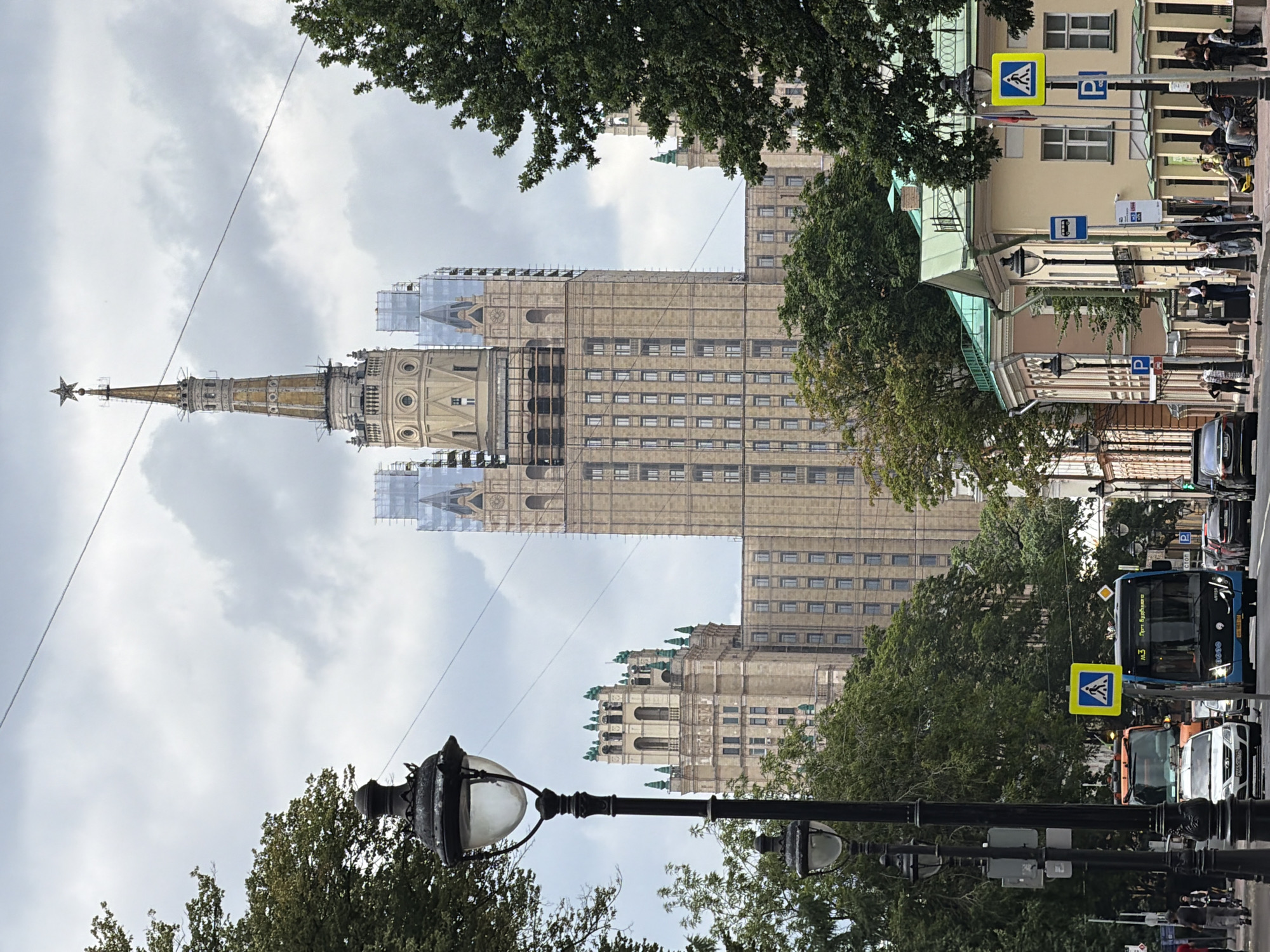 Stalinist towers and Orthodox churches along central Moscow streets