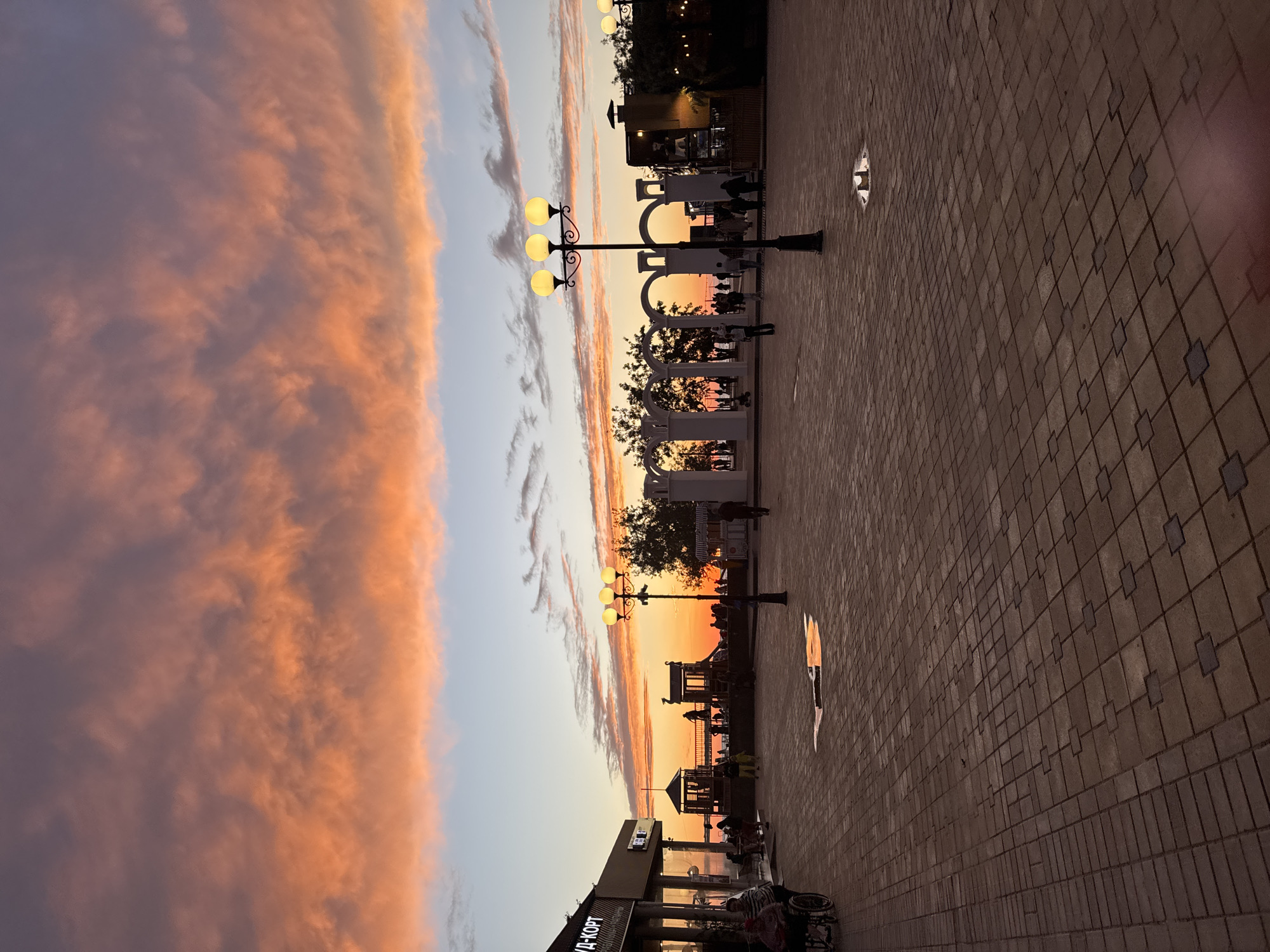 Dramatic sunset observed along Anapa promenade in Russia
