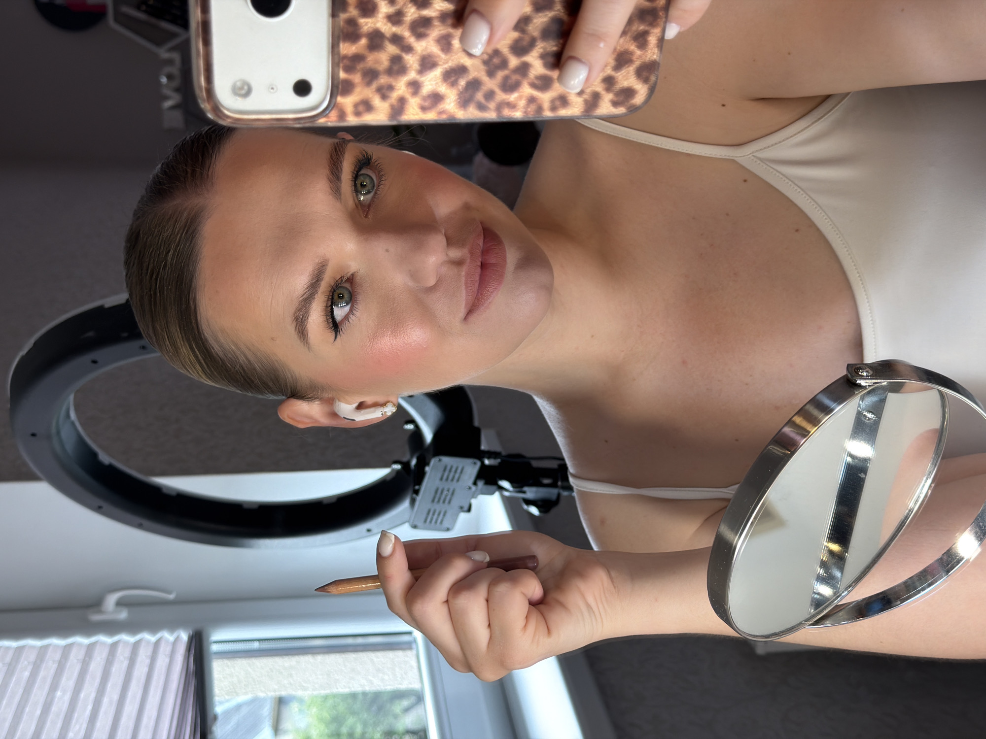 Morning makeup routine captured in Dreiliņi, Latvia