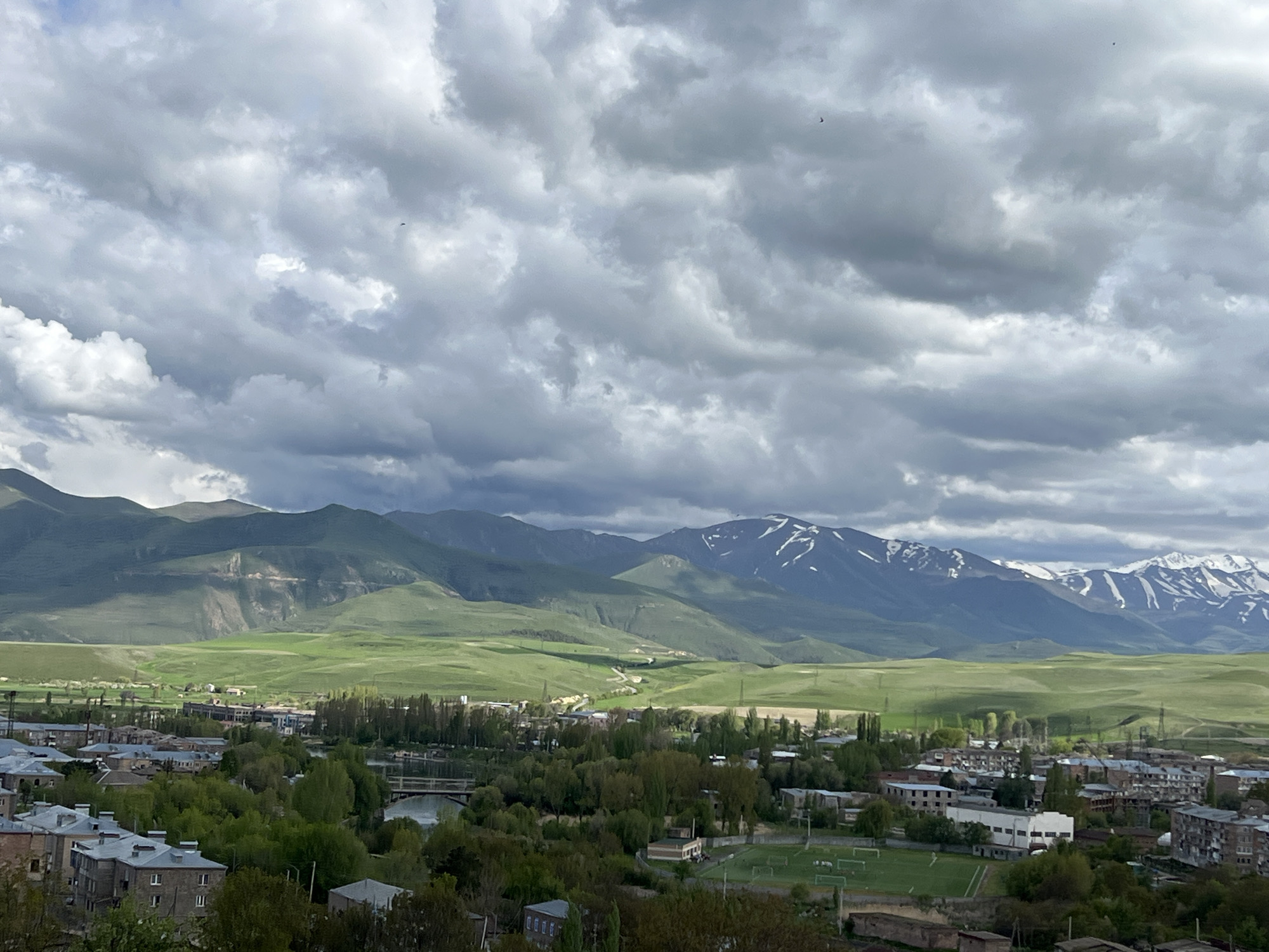 Elevated landscape view captured of Sisian, Armenia townscape