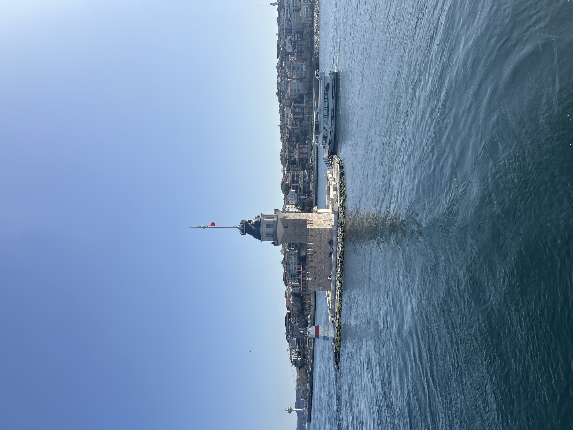Morning Bosphorus views capture Maiden's Tower from Üsküdar waters