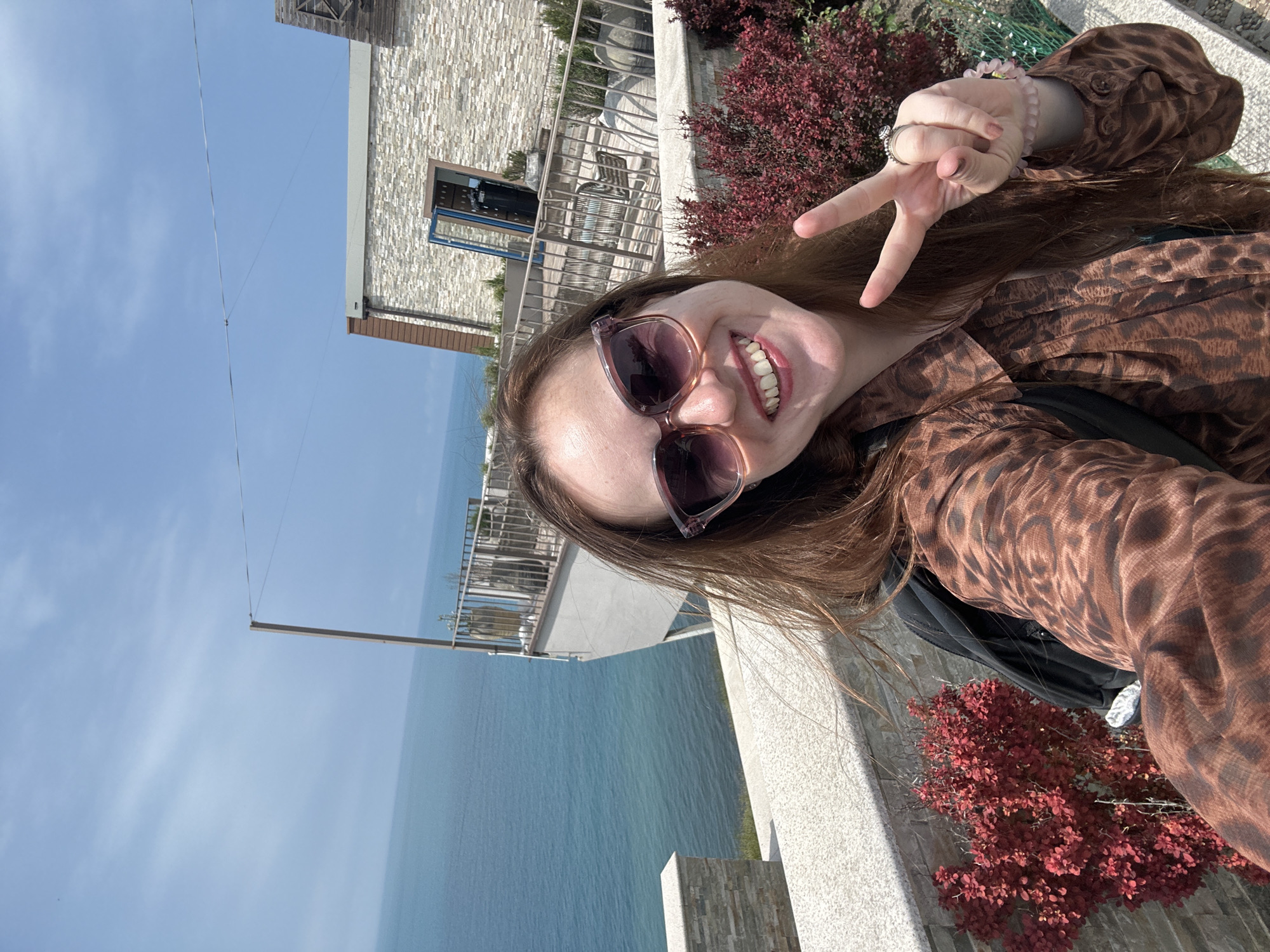 Woman takes selfies at Black Sea resort in Anapa