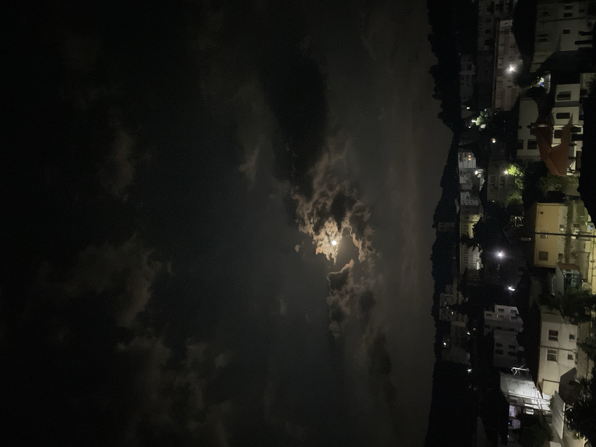 Full moon over Zlatograd on a cloudy June night