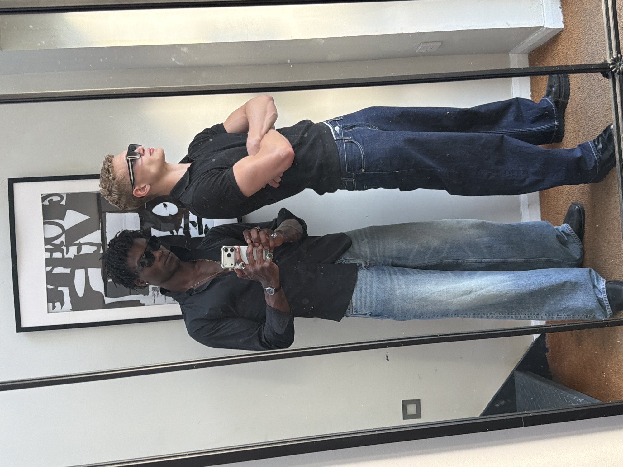 Low-angle mirror reflection shot in London