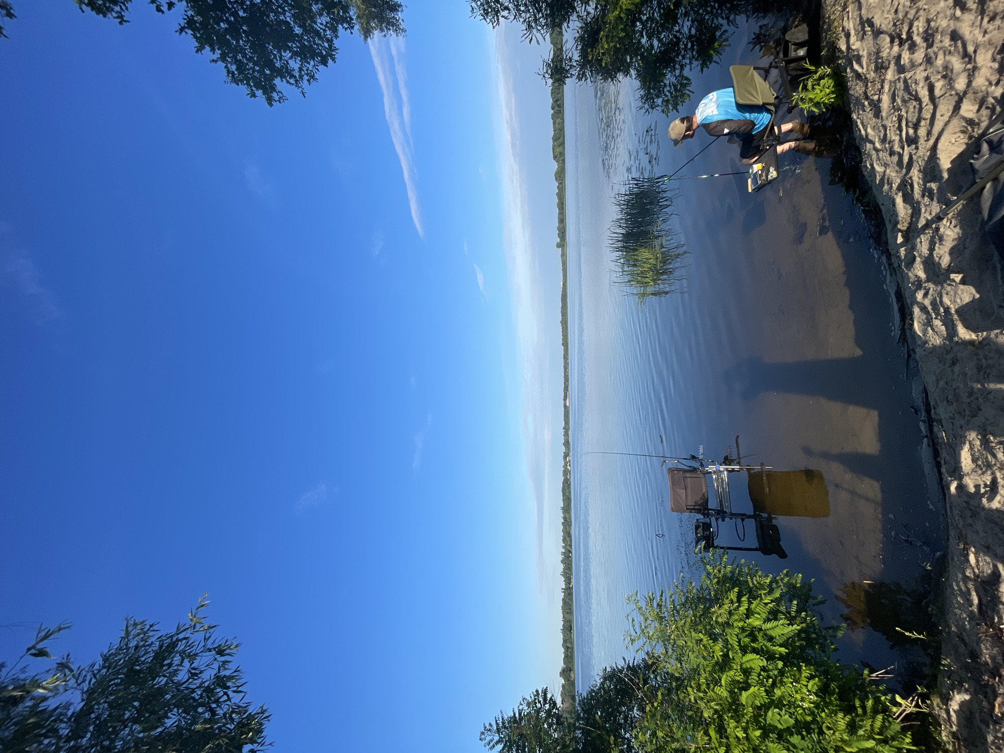 Peaceful morning fishing on the Dnipro River near Kozyn