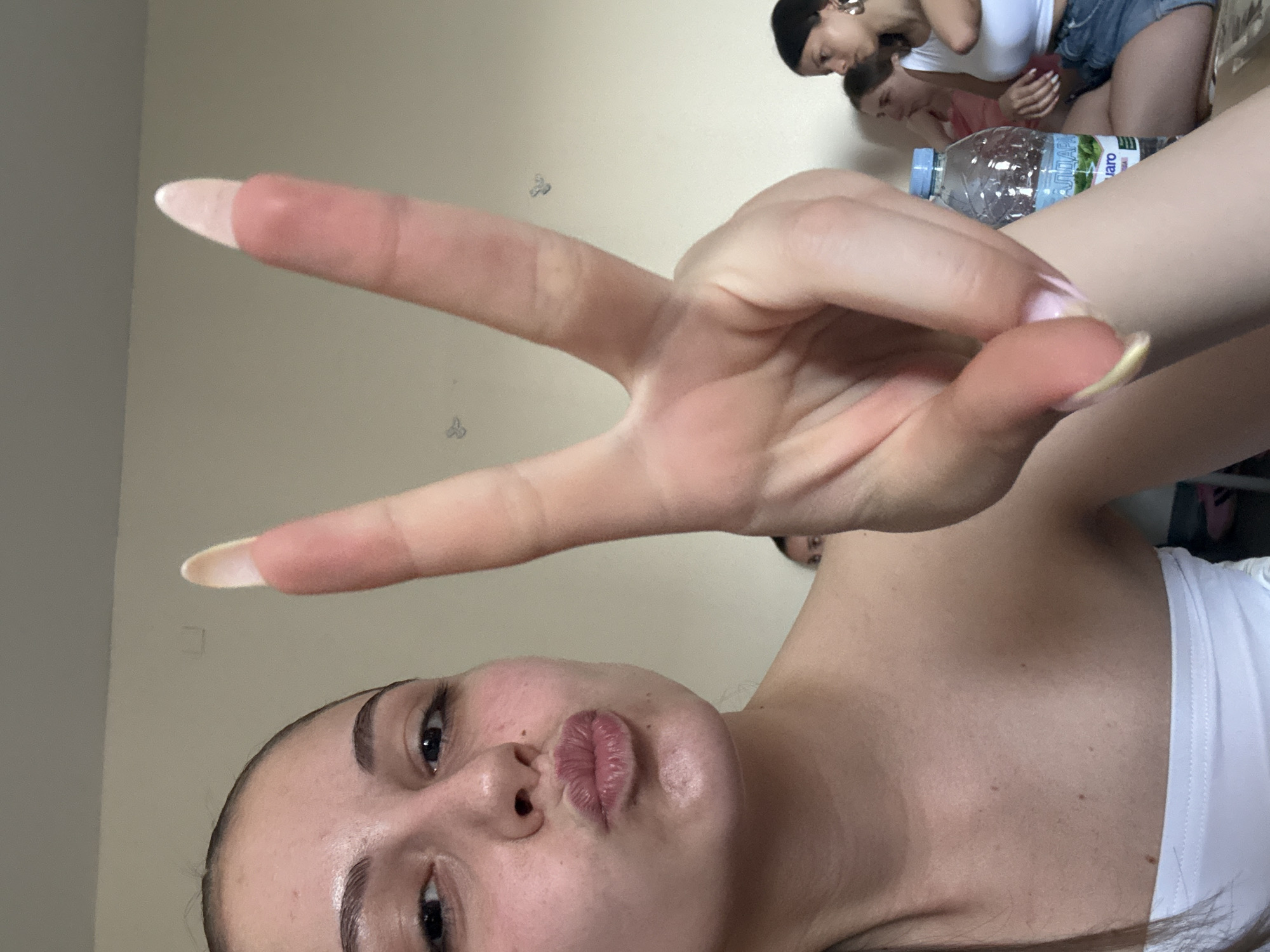 Woman takes morning selfies in Burgas apartment