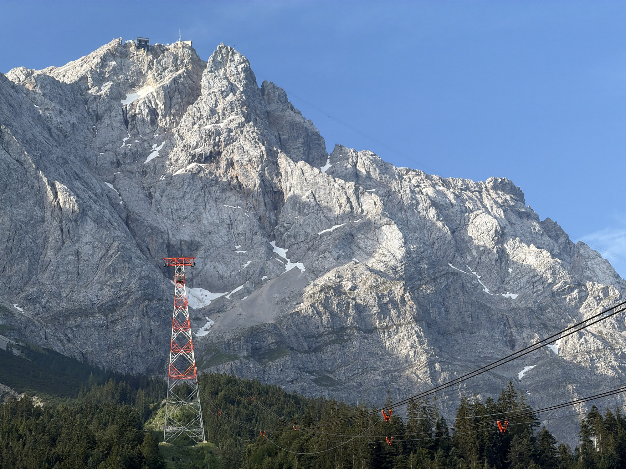 Zugspitze summit and cable car infrastructure on a clear morning