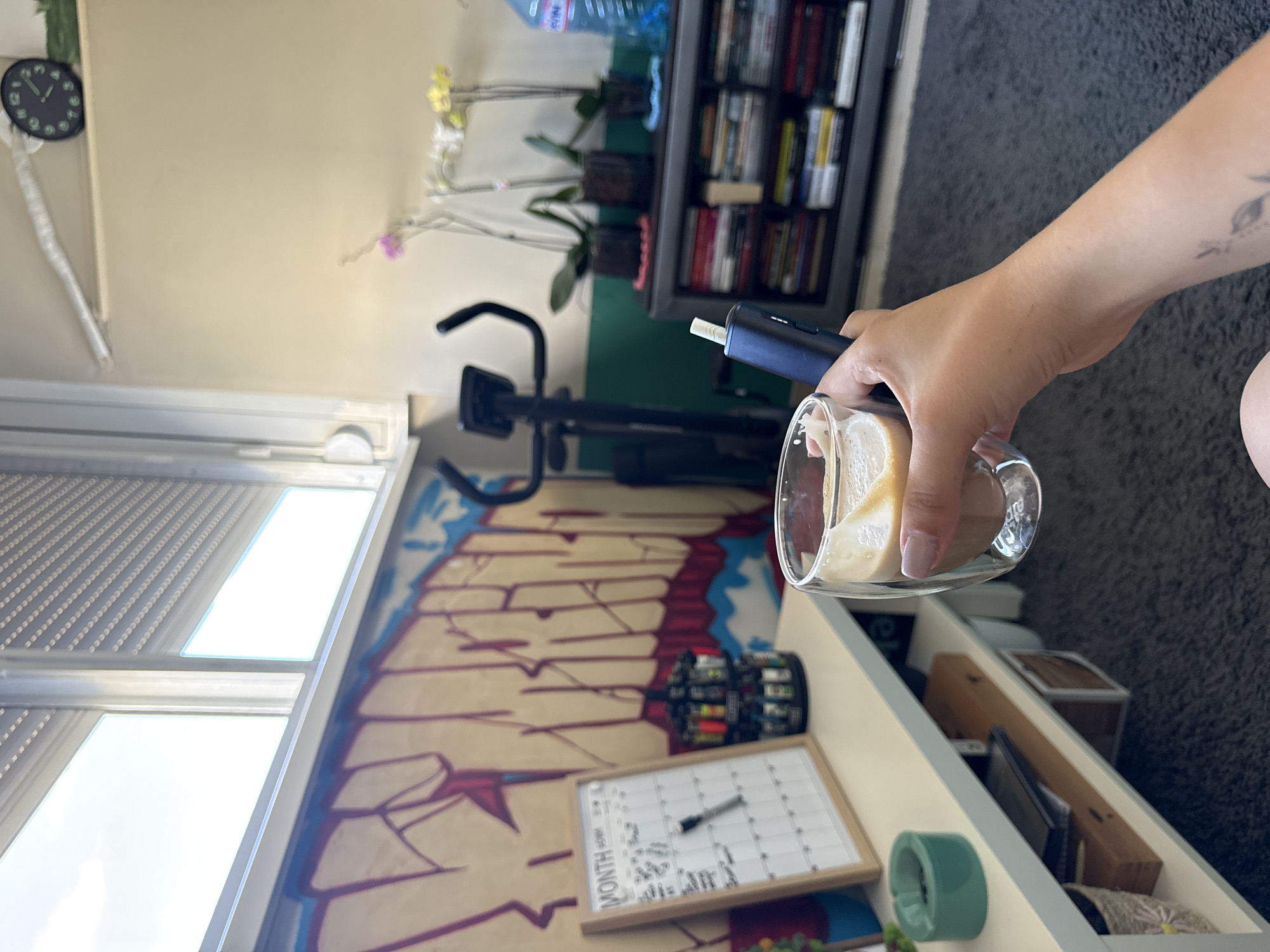 Coffee moment in a Plovdiv home with graffiti walls