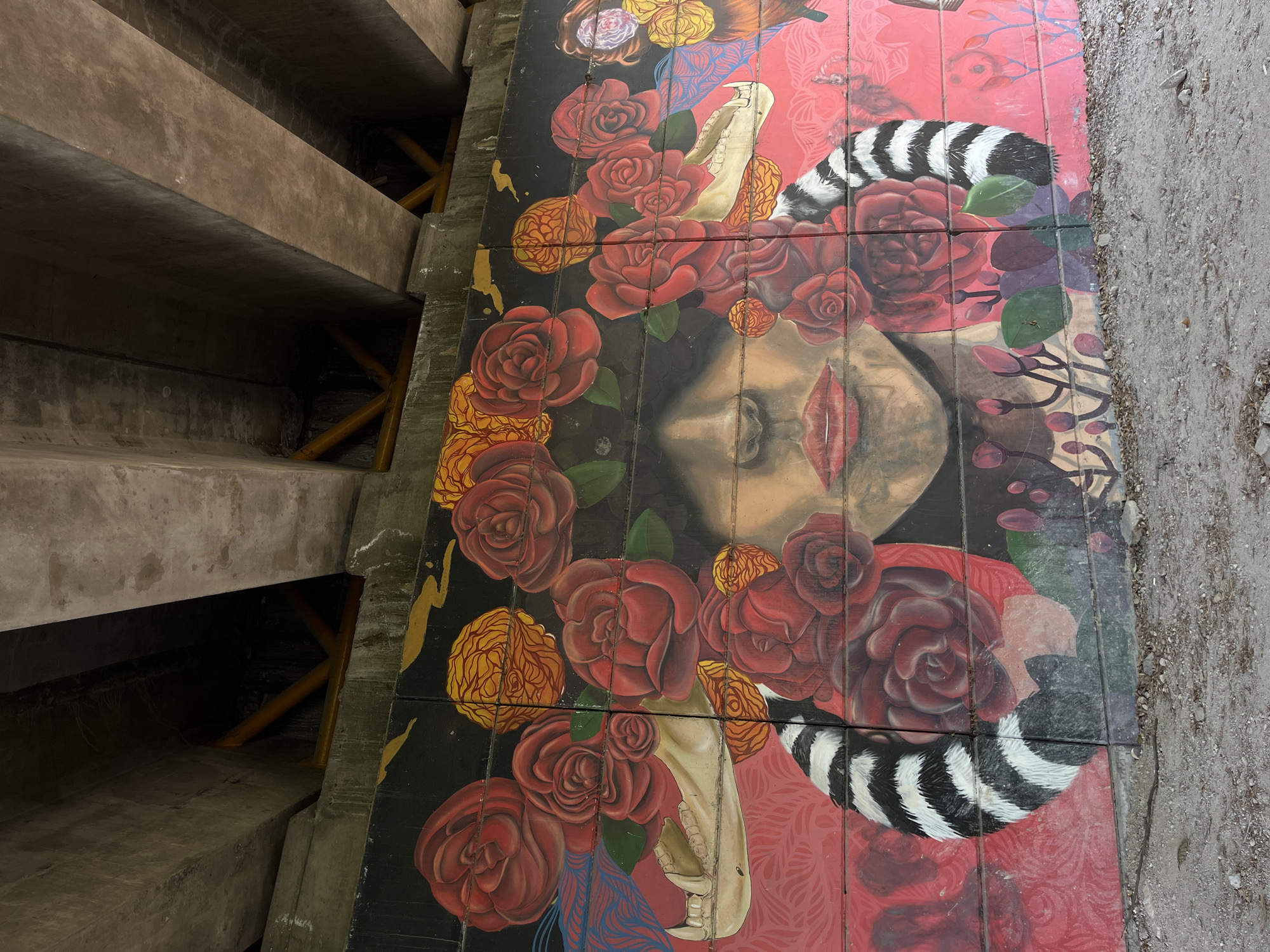 Street art and infrastructure documented in Tlaxcalancingo, Mexico