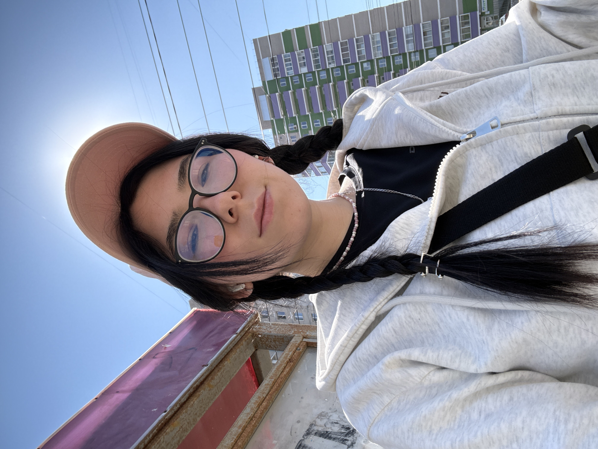 Woman documents morning selfie session in Izhevsk, Russia