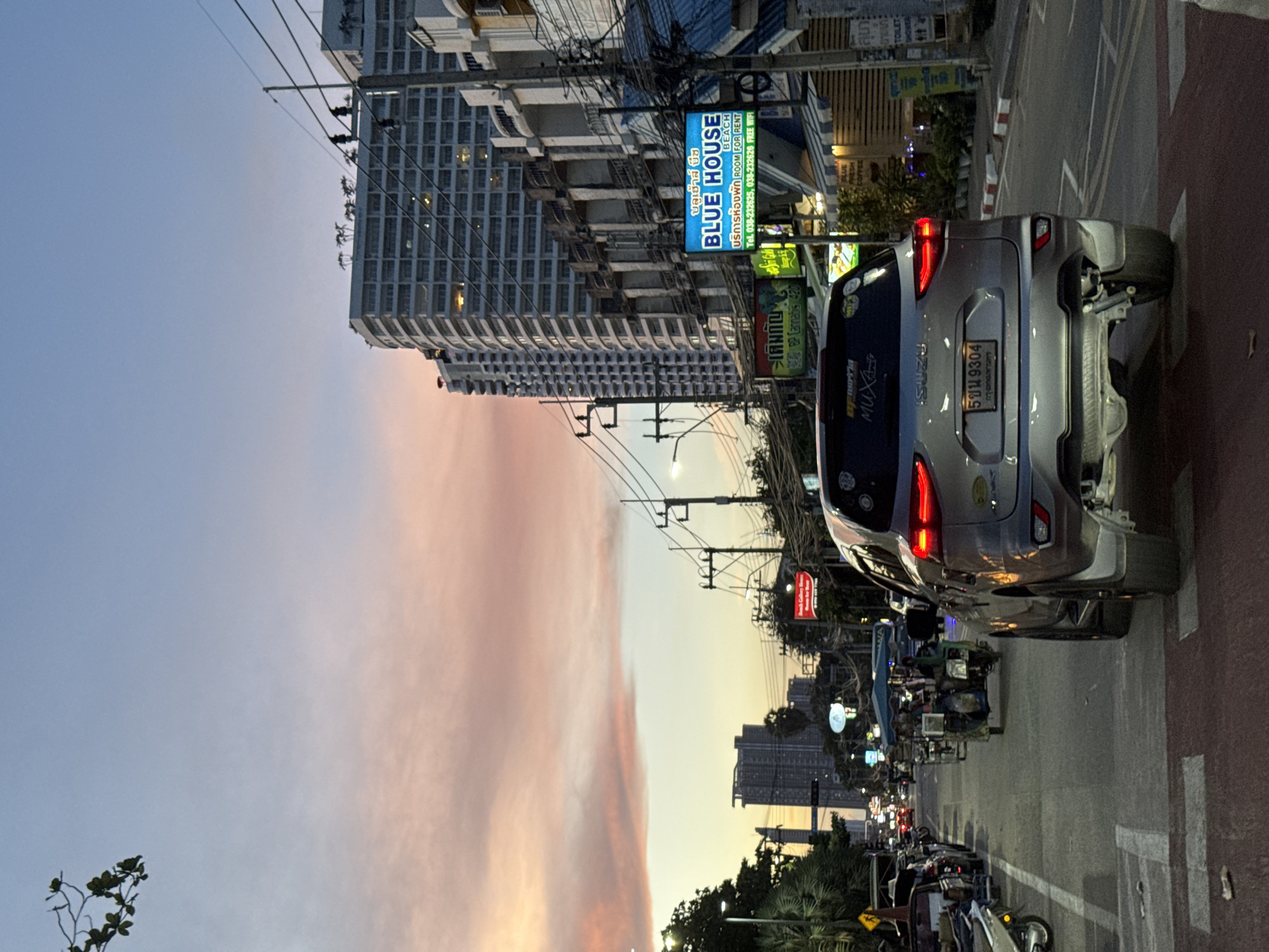 Dusk falls over Pattaya's beaches and streets