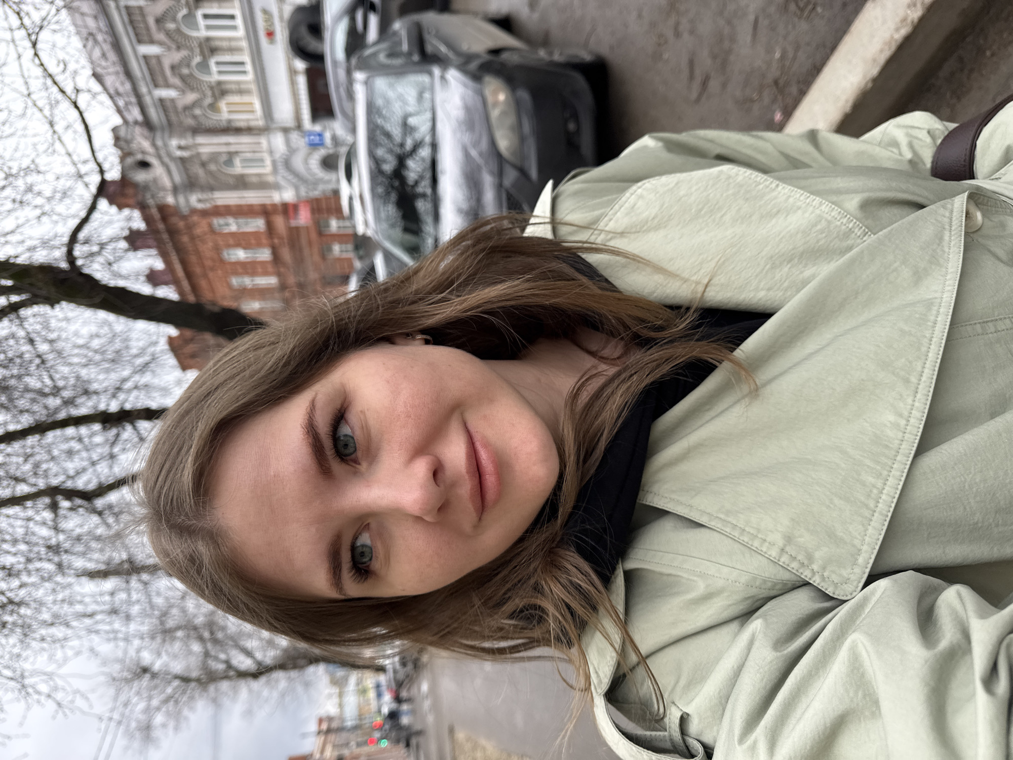 Tourist documents morning walk through Perm shopping district